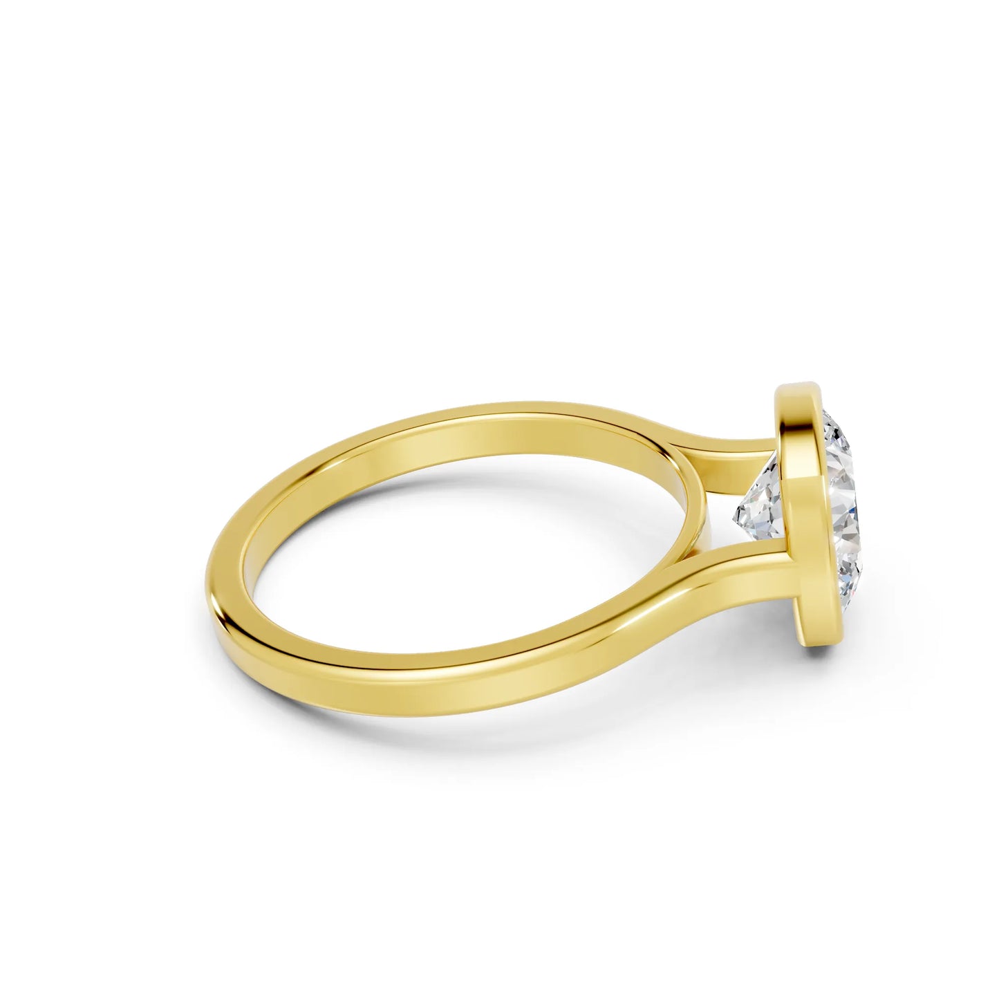 14K Gold Cushion Cut Diamond Bezel Engagement Ring
