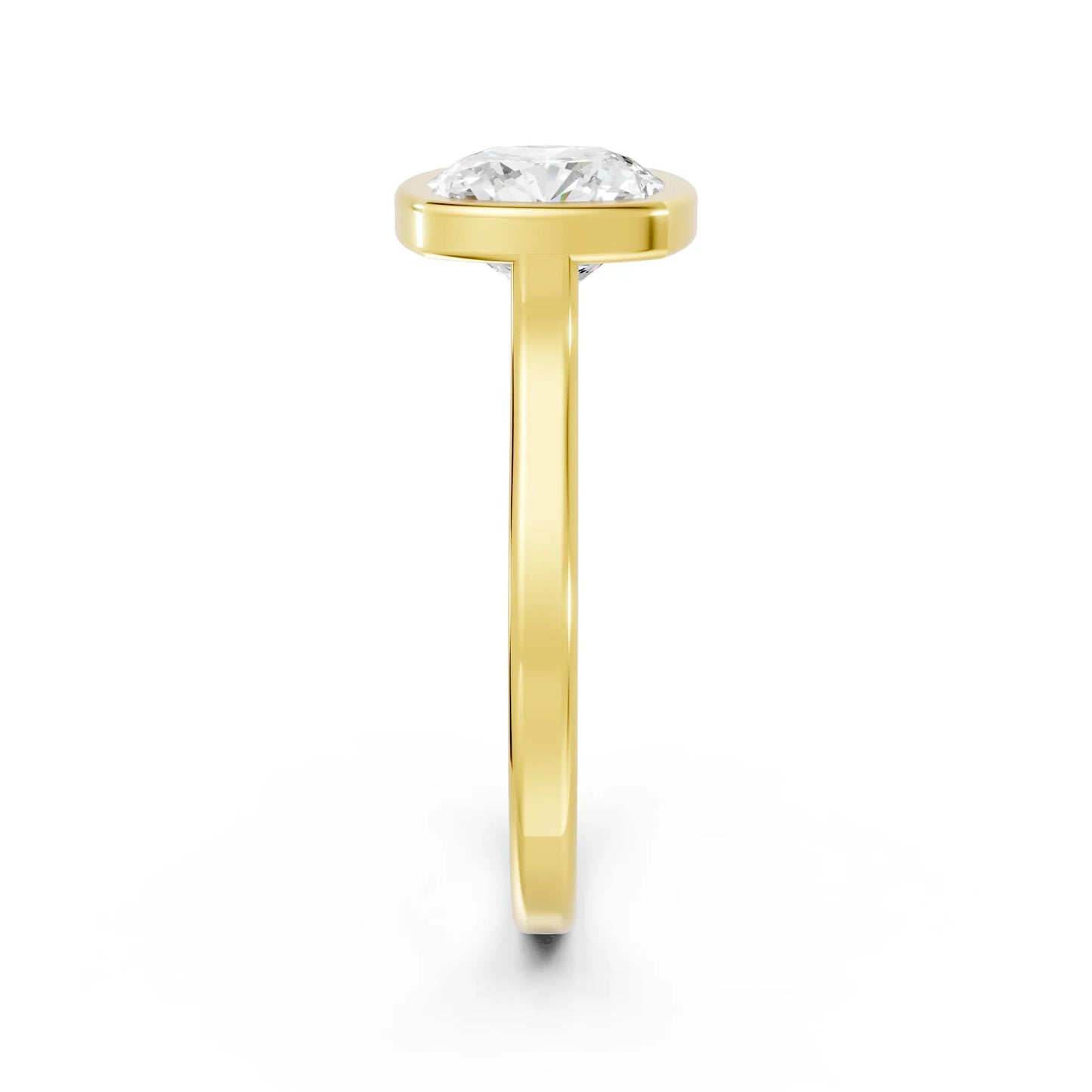 14K Gold Cushion Cut Diamond Bezel Engagement Ring