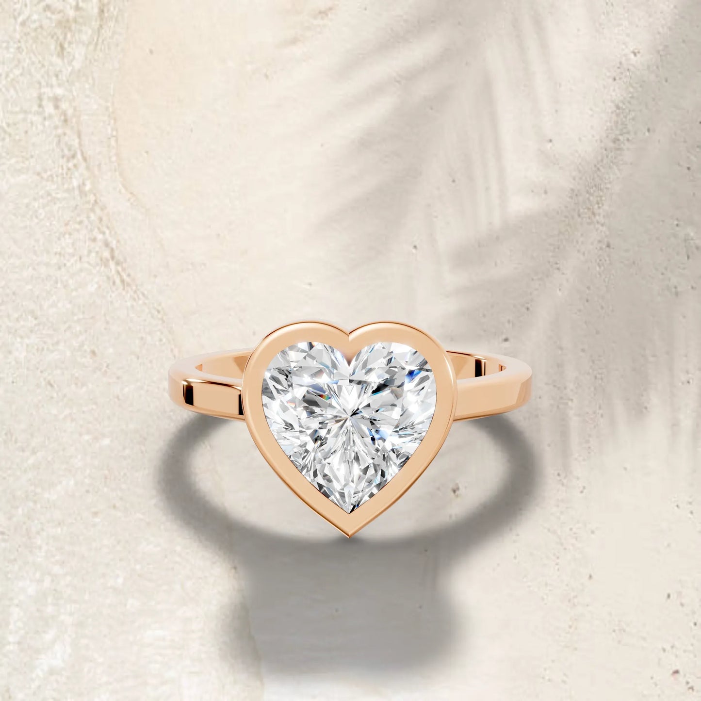 14K Gold Heart Cut Diamond Bezel Engagement Ring