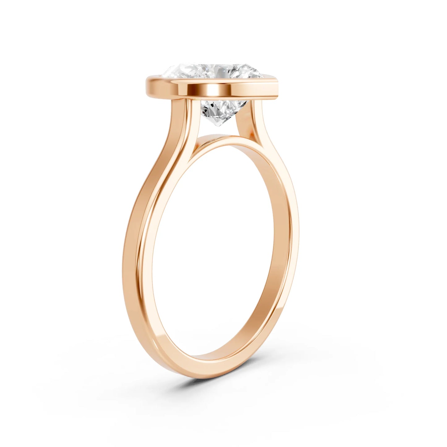 14K Gold Heart Cut Diamond Bezel Engagement Ring