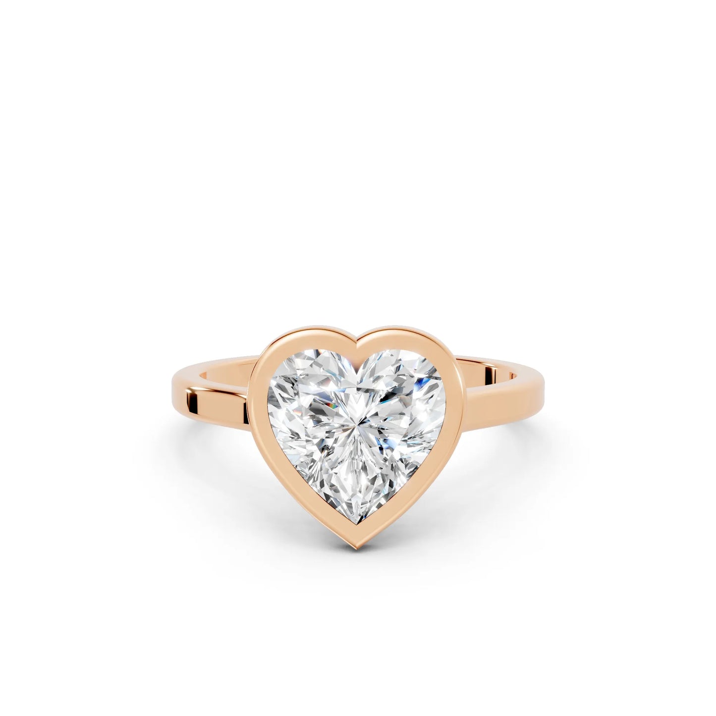 14K Gold Heart Cut Diamond Bezel Engagement Ring