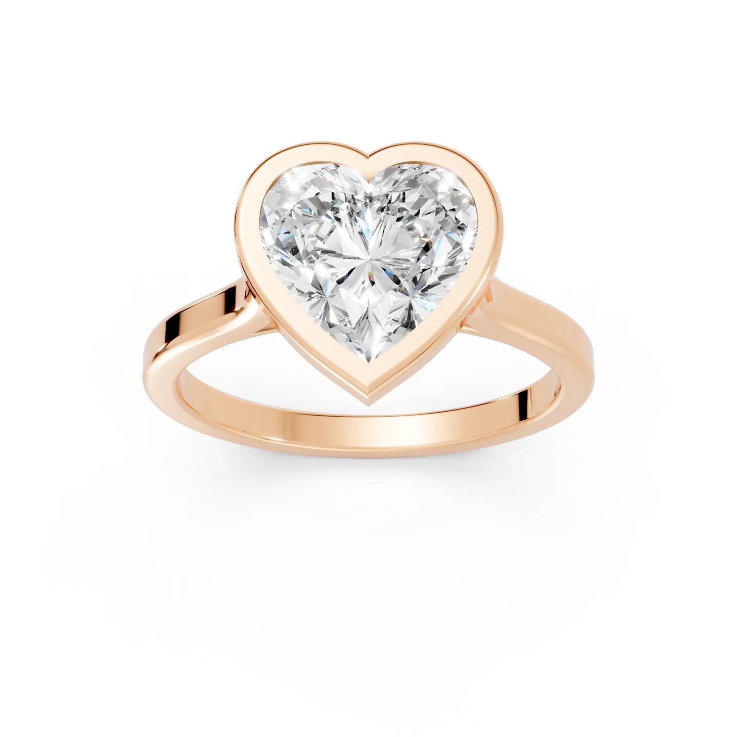 14K Gold Heart Cut Diamond Bezel Engagement Ring