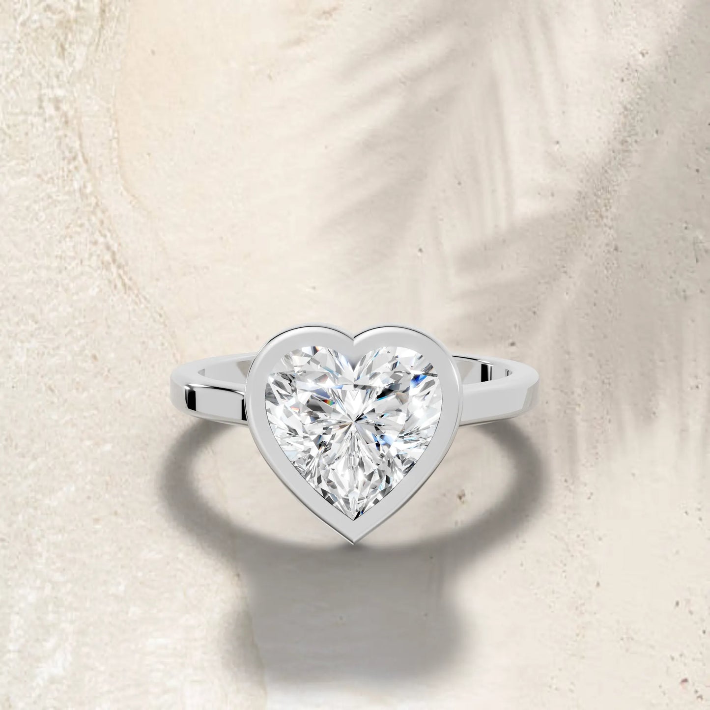 14K Gold Heart Cut Diamond Bezel Engagement Ring