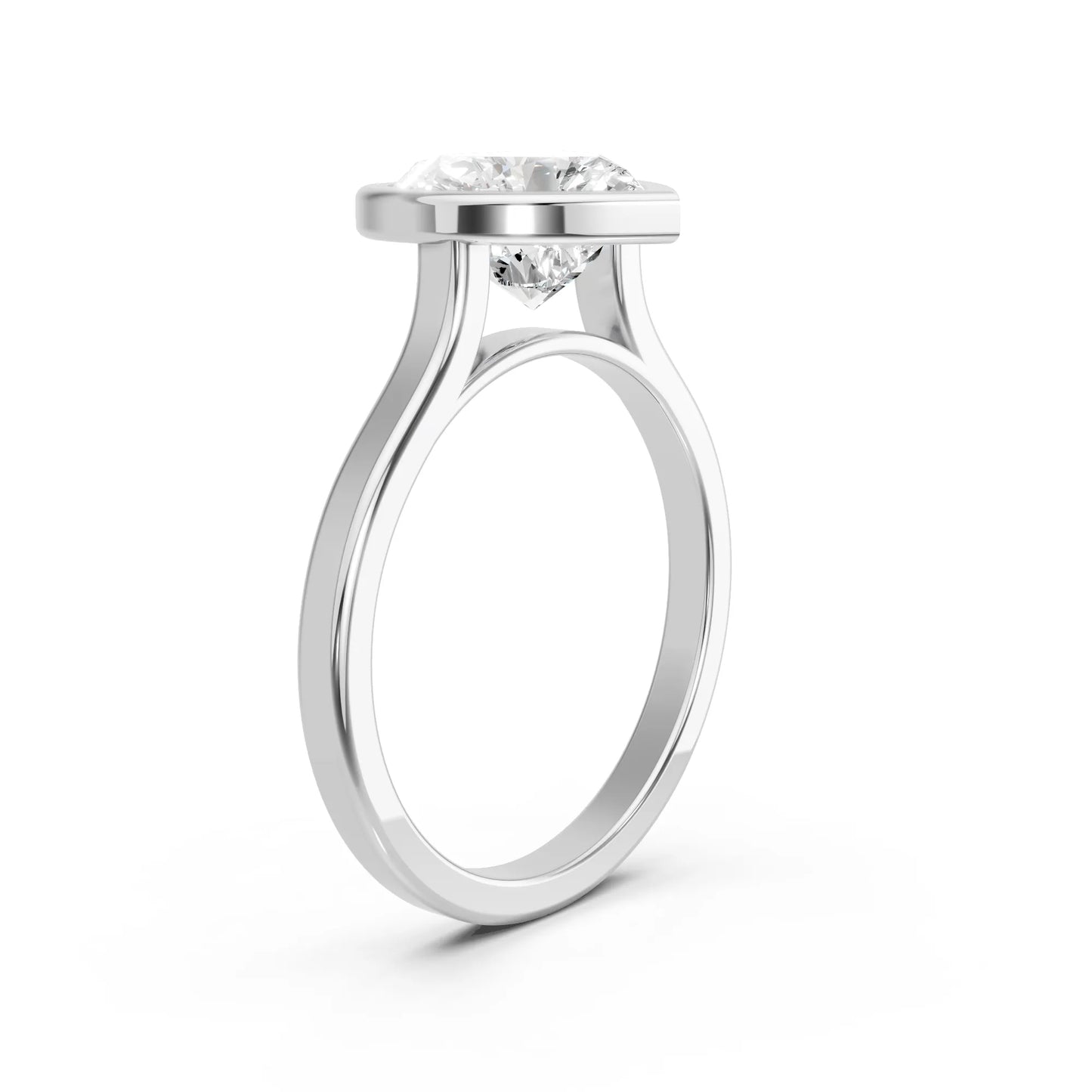14K Gold Heart Cut Diamond Bezel Engagement Ring