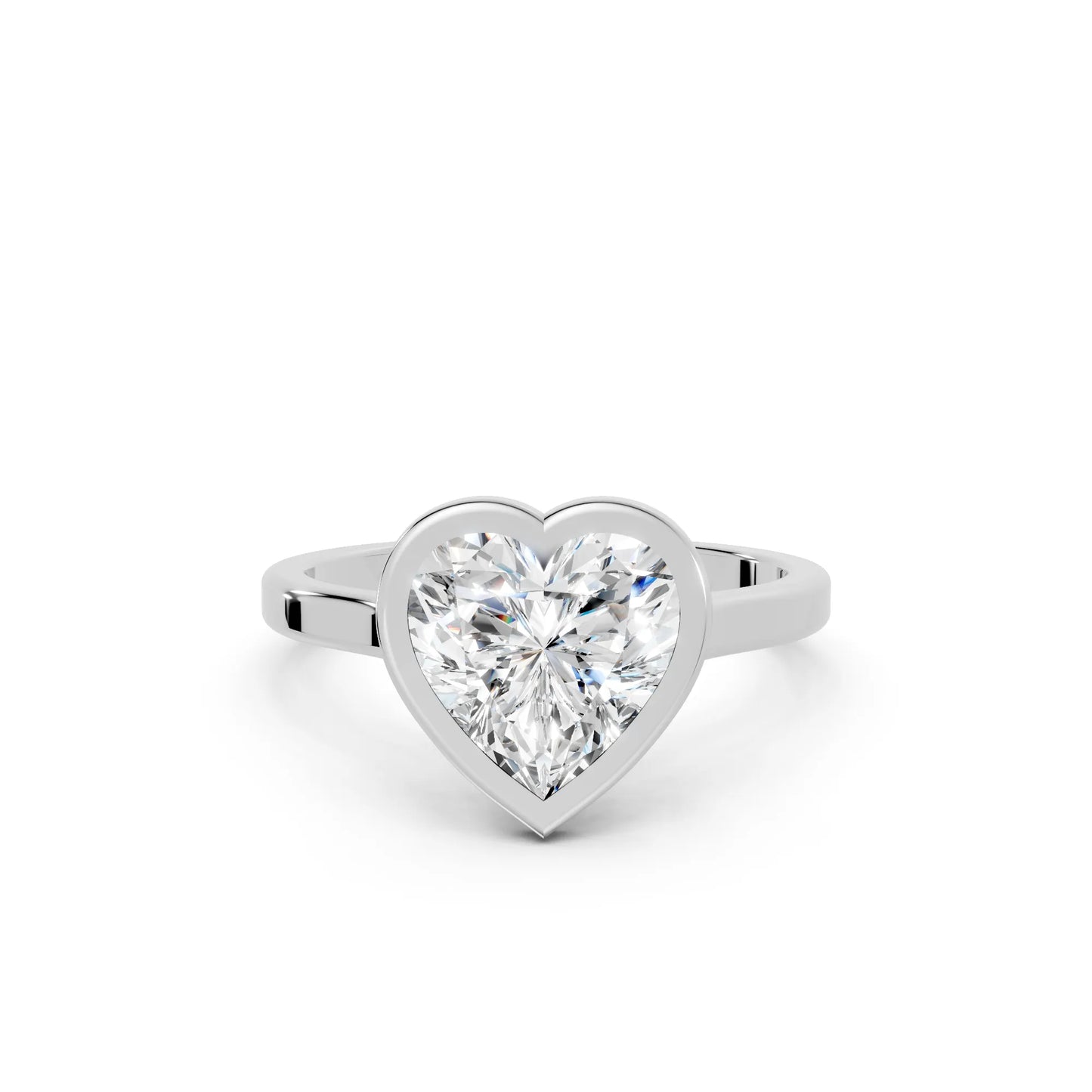 14K Gold Heart Cut Diamond Bezel Engagement Ring