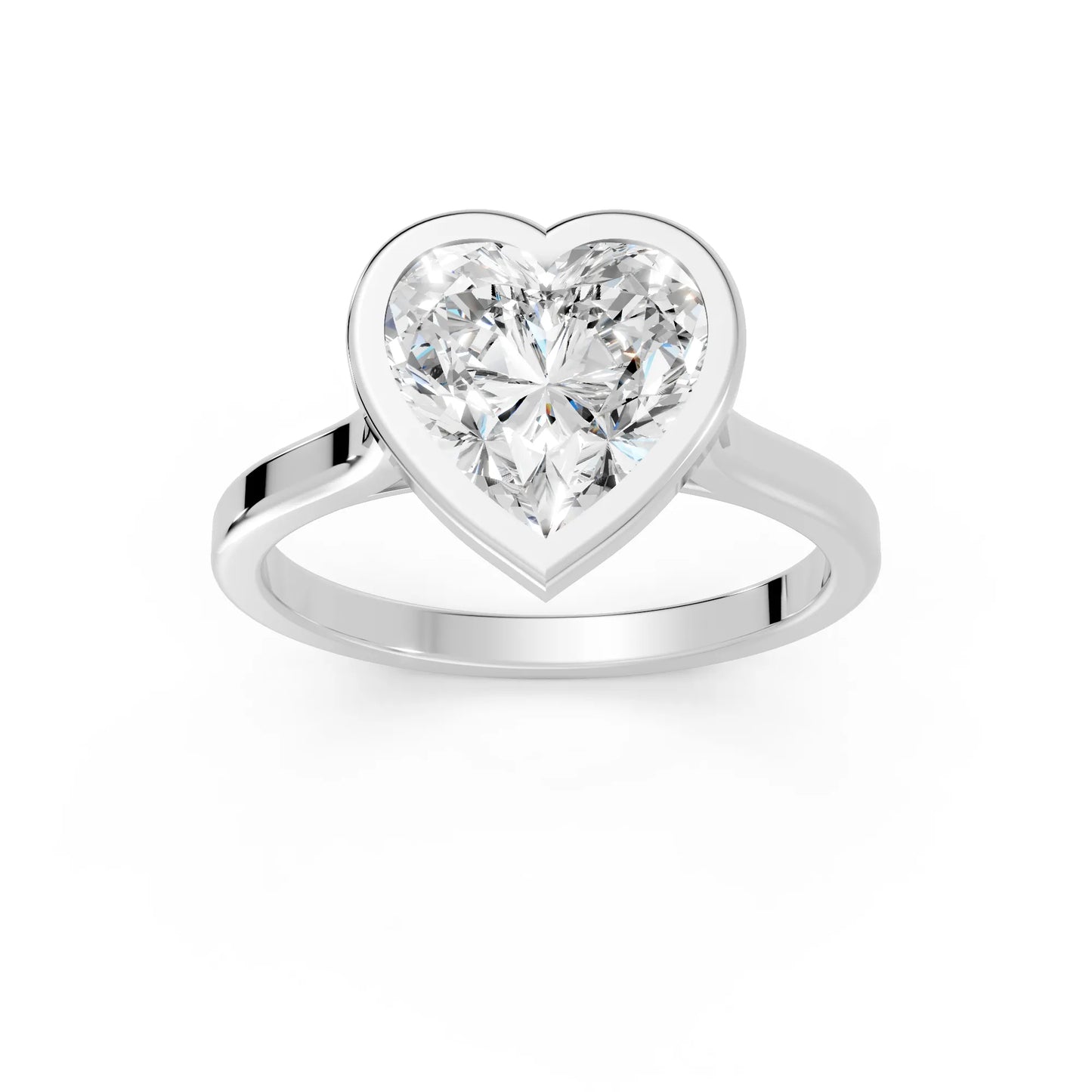 14K Gold Heart Cut Diamond Bezel Engagement Ring