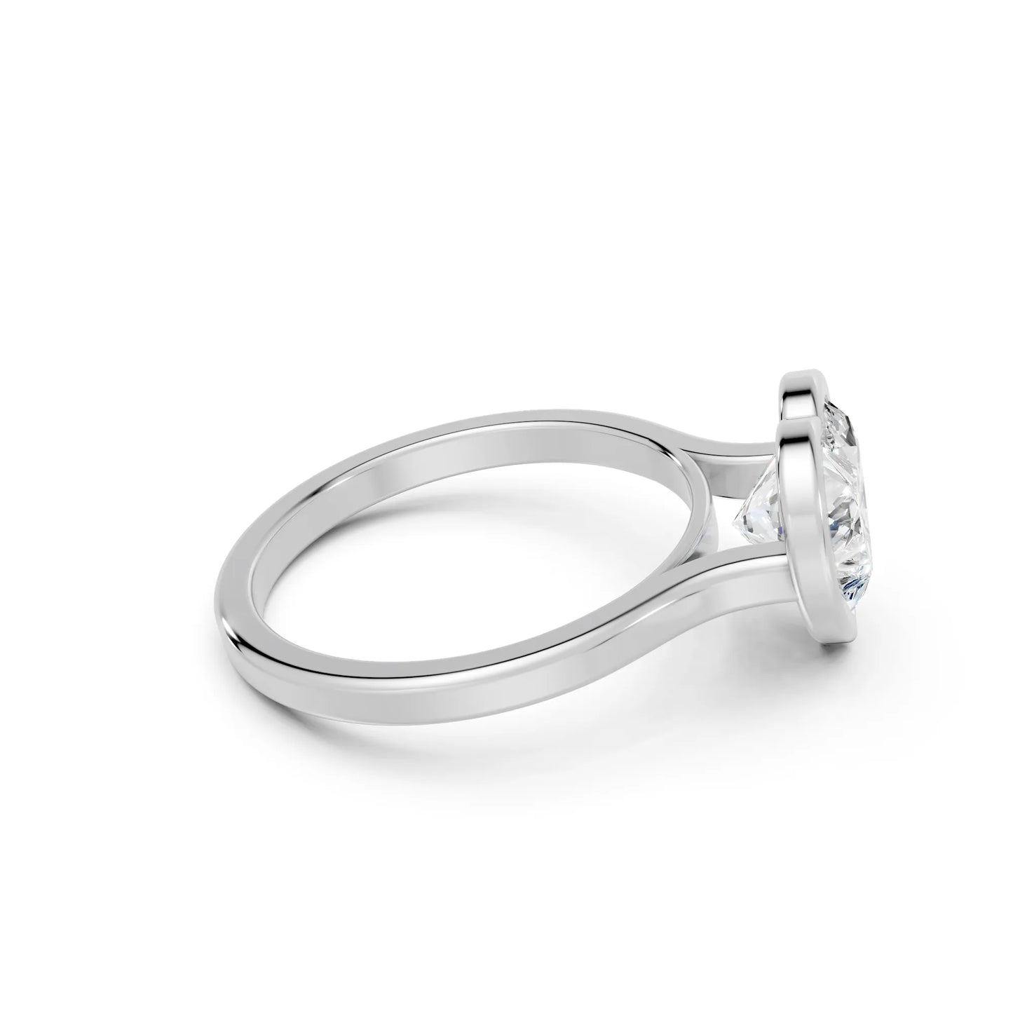 14K Gold Heart Cut Diamond Bezel Engagement Ring