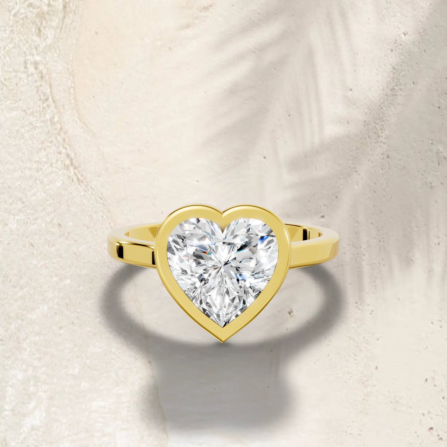 14K Gold Heart Cut Diamond Bezel Engagement Ring