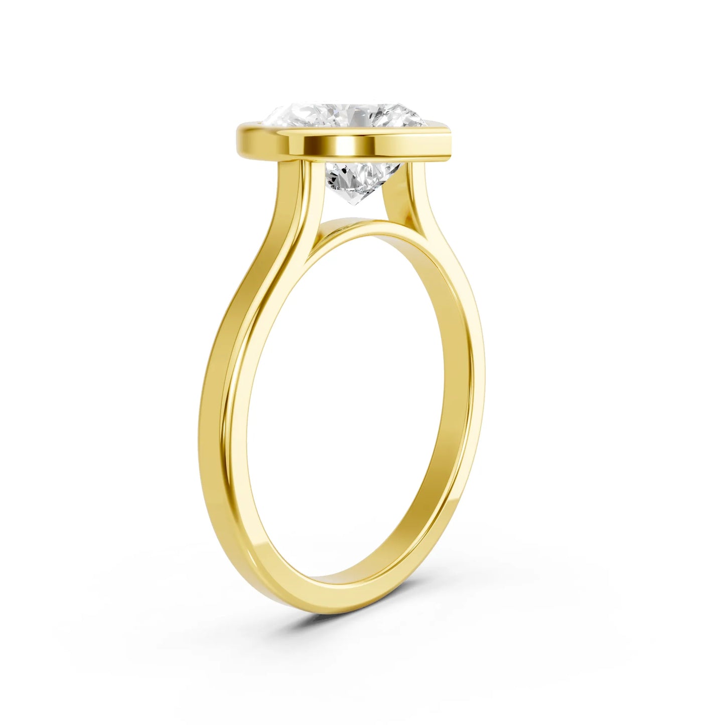14K Gold Heart Cut Diamond Bezel Engagement Ring