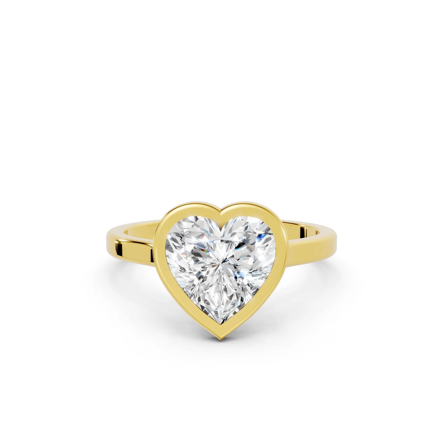 14K Gold Heart Cut Diamond Bezel Engagement Ring