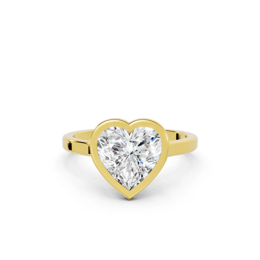 14K Gold Heart Cut Diamond Bezel Engagement Ring