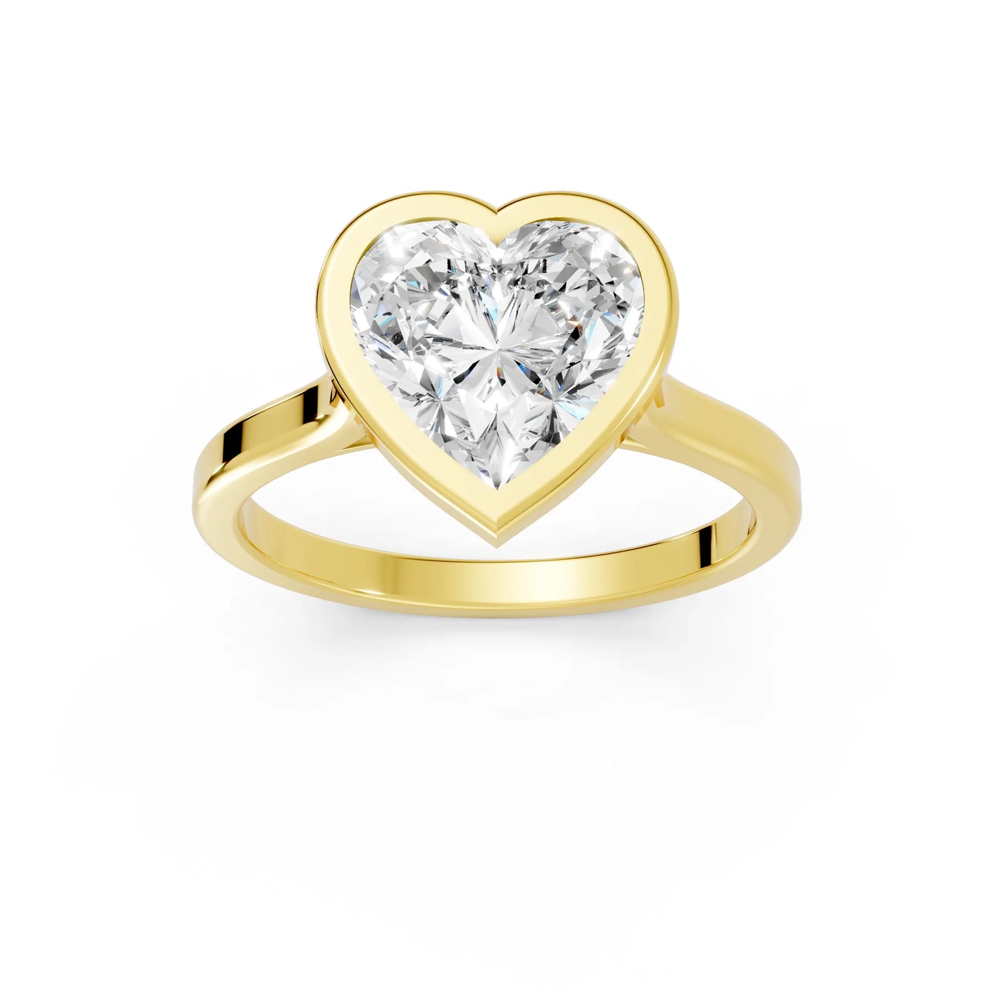 14K Gold Heart Cut Diamond Bezel Engagement Ring