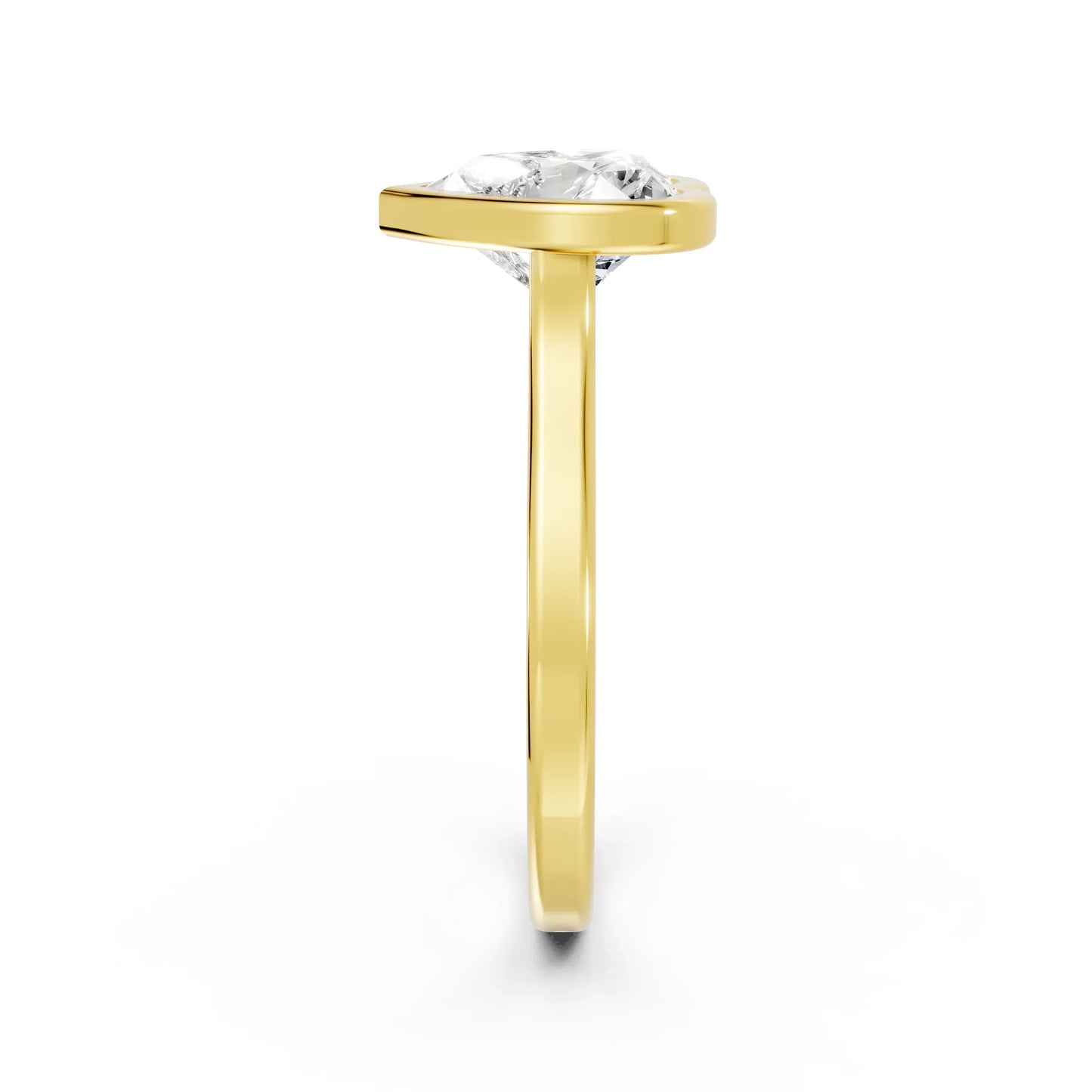 14K Gold Heart Cut Diamond Bezel Engagement Ring