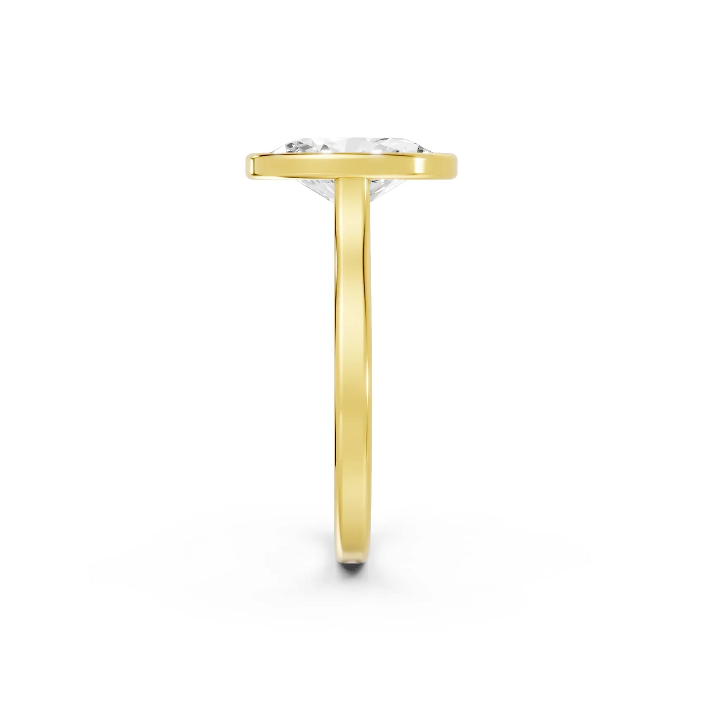 14K Gold Oval Cut Diamond Bezel Engagement Ring