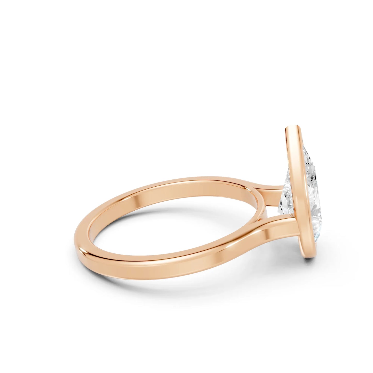 14K Gold Pear Cut Diamond Bezel Engagement Ring