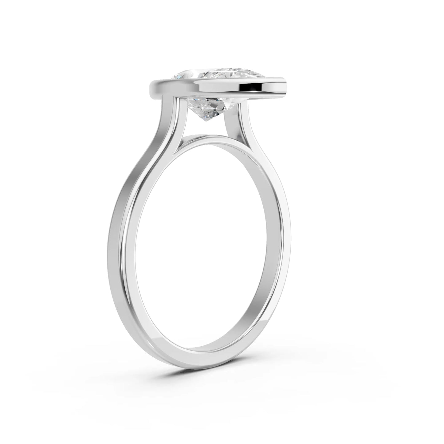 14K Gold Pear Cut Diamond Bezel Engagement Ring