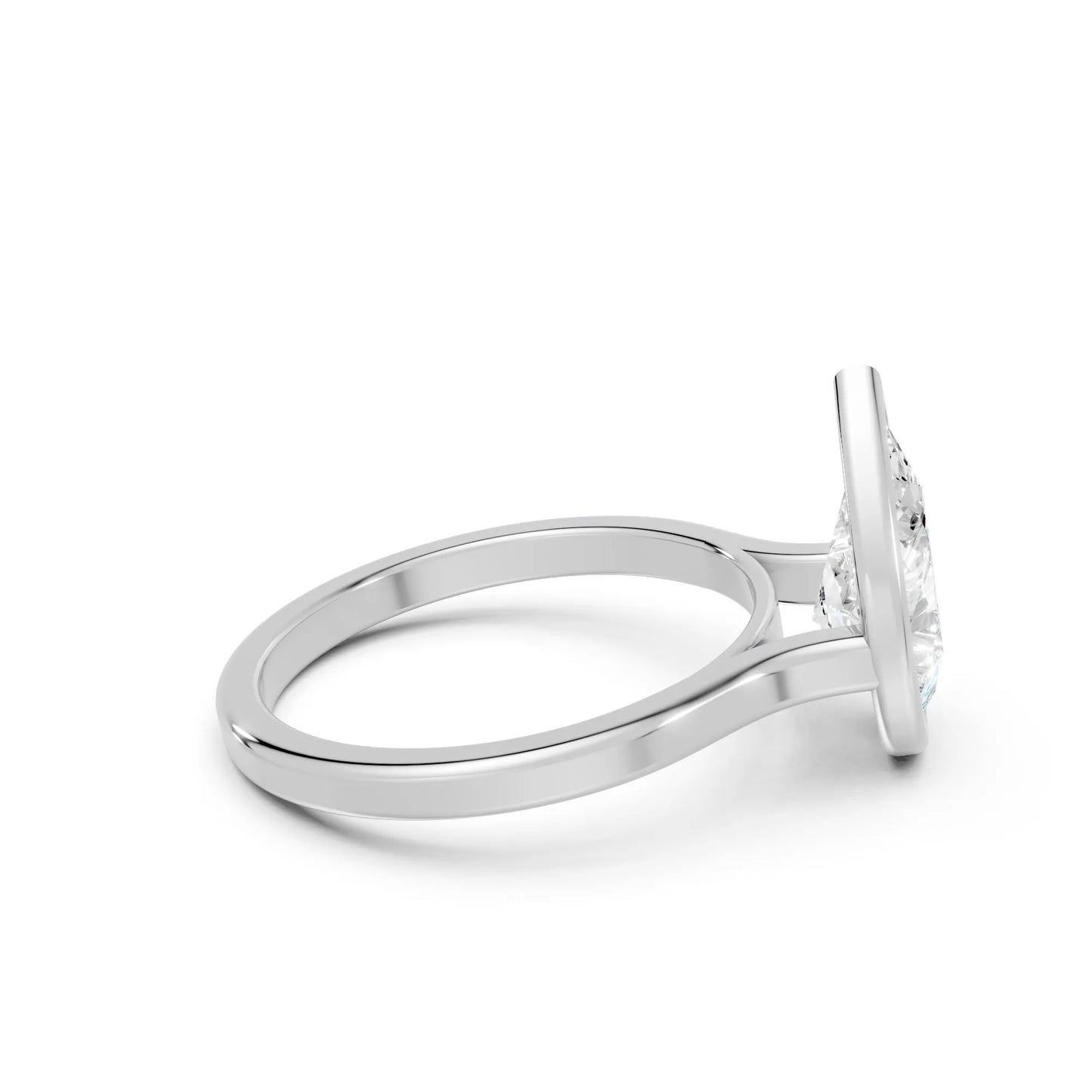 14K Gold Pear Cut Diamond Bezel Engagement Ring