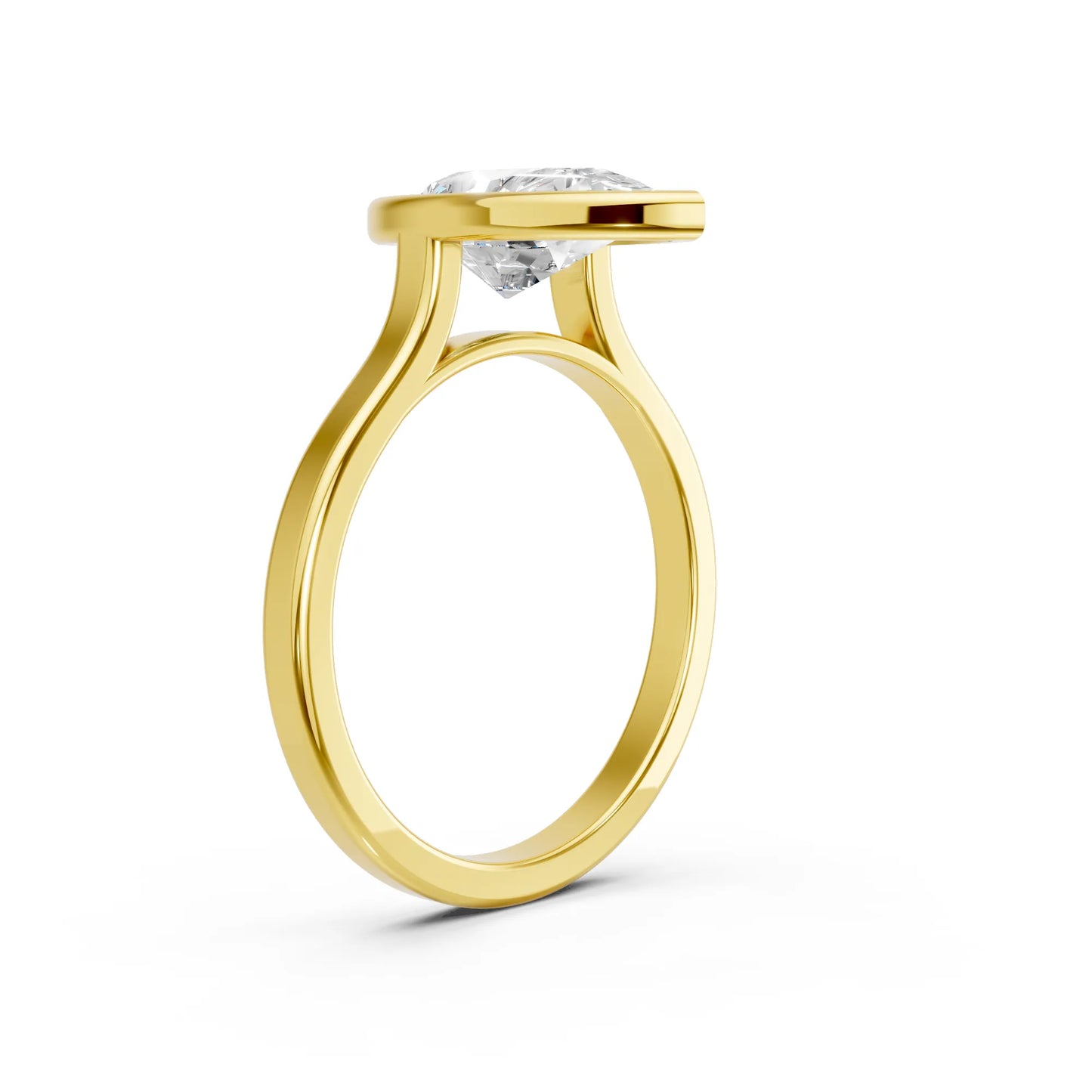 14K Gold Pear Cut Diamond Bezel Engagement Ring