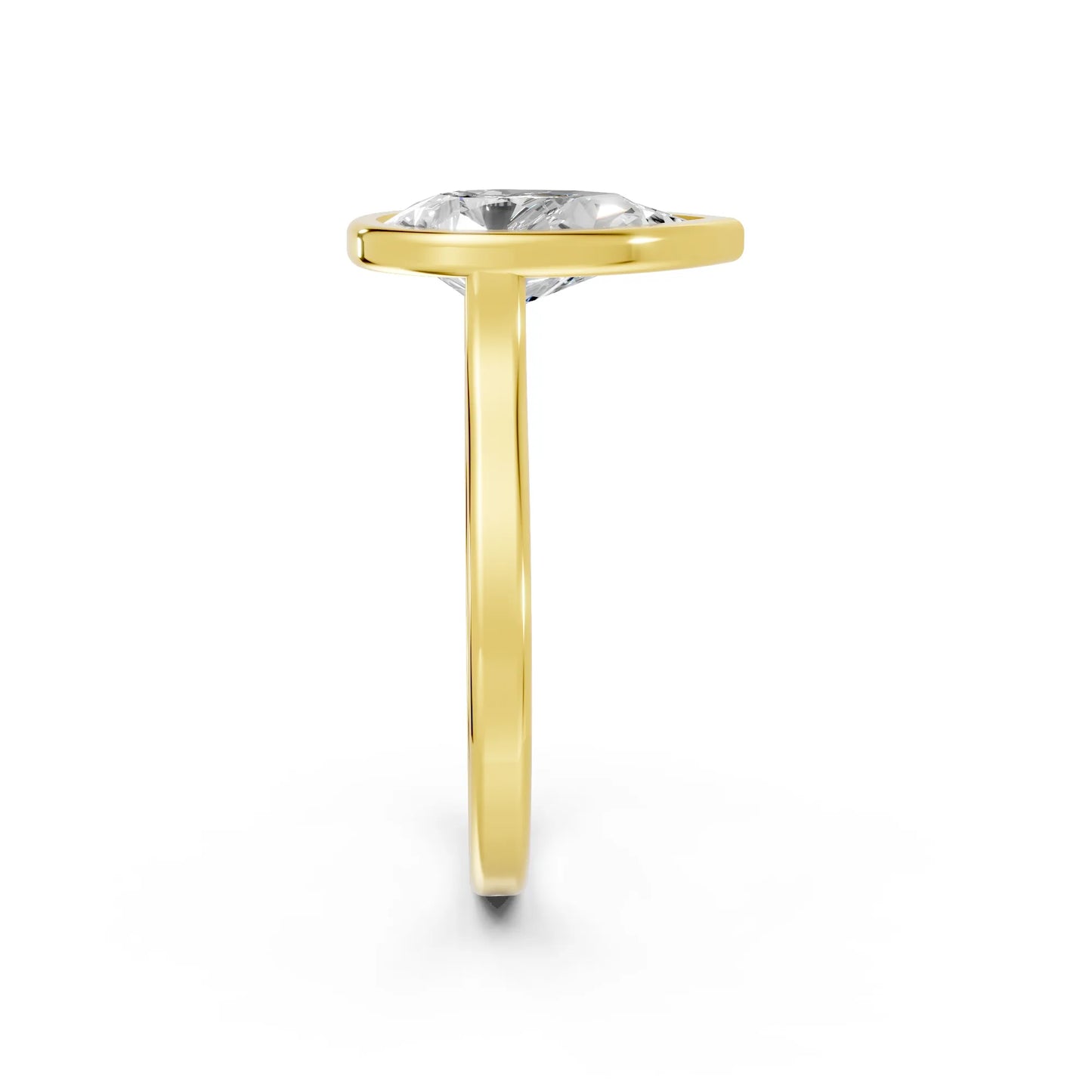 14K Gold Pear Cut Diamond Bezel Engagement Ring