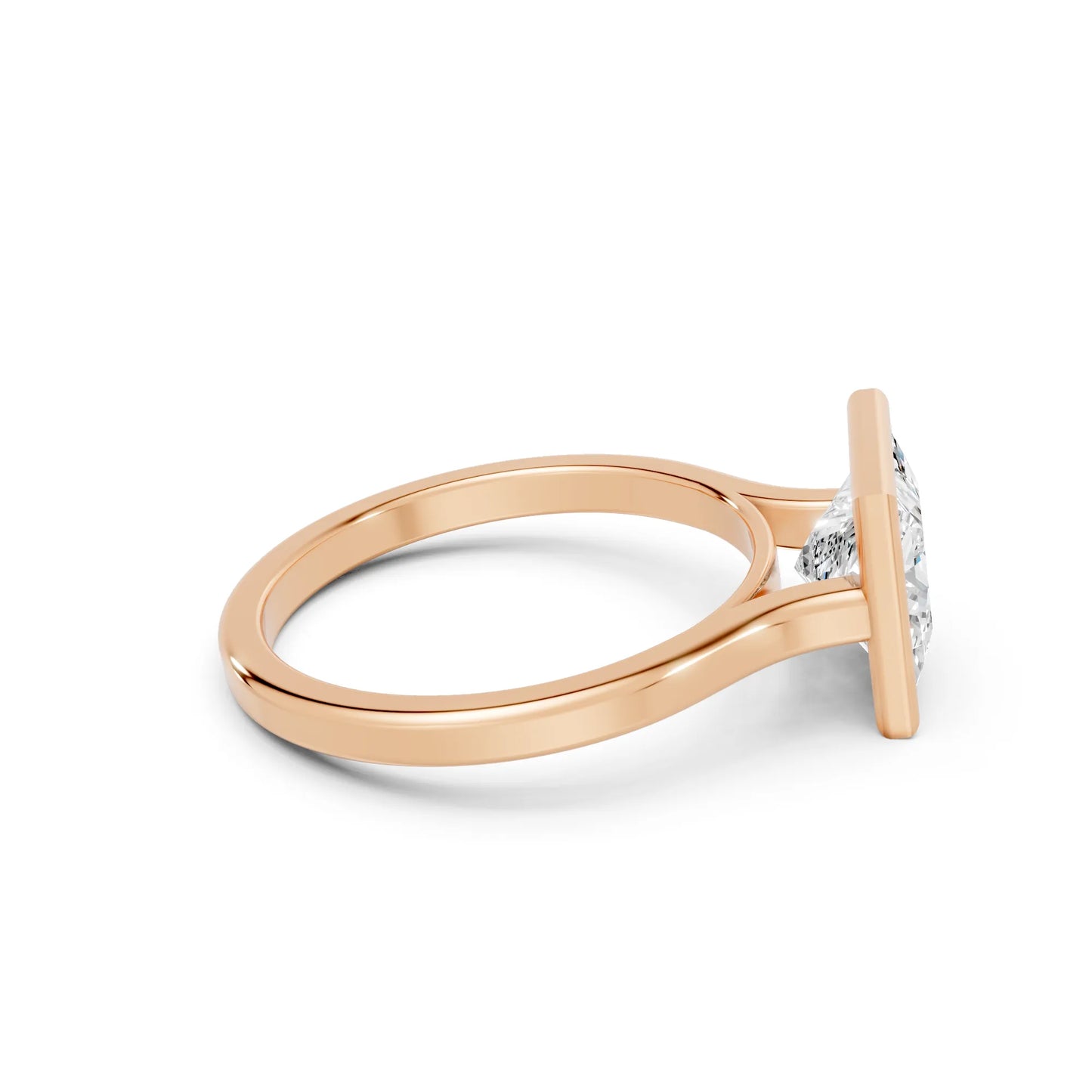14K Gold Princess Cut Diamond Bezel Engagement Ring