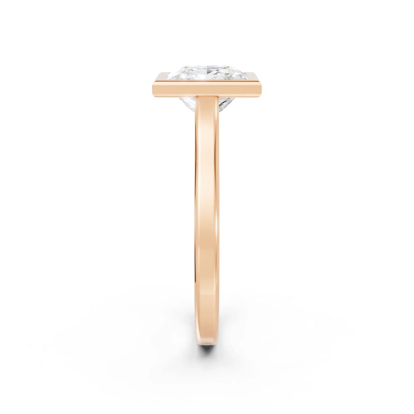 14K Gold Princess Cut Diamond Bezel Engagement Ring