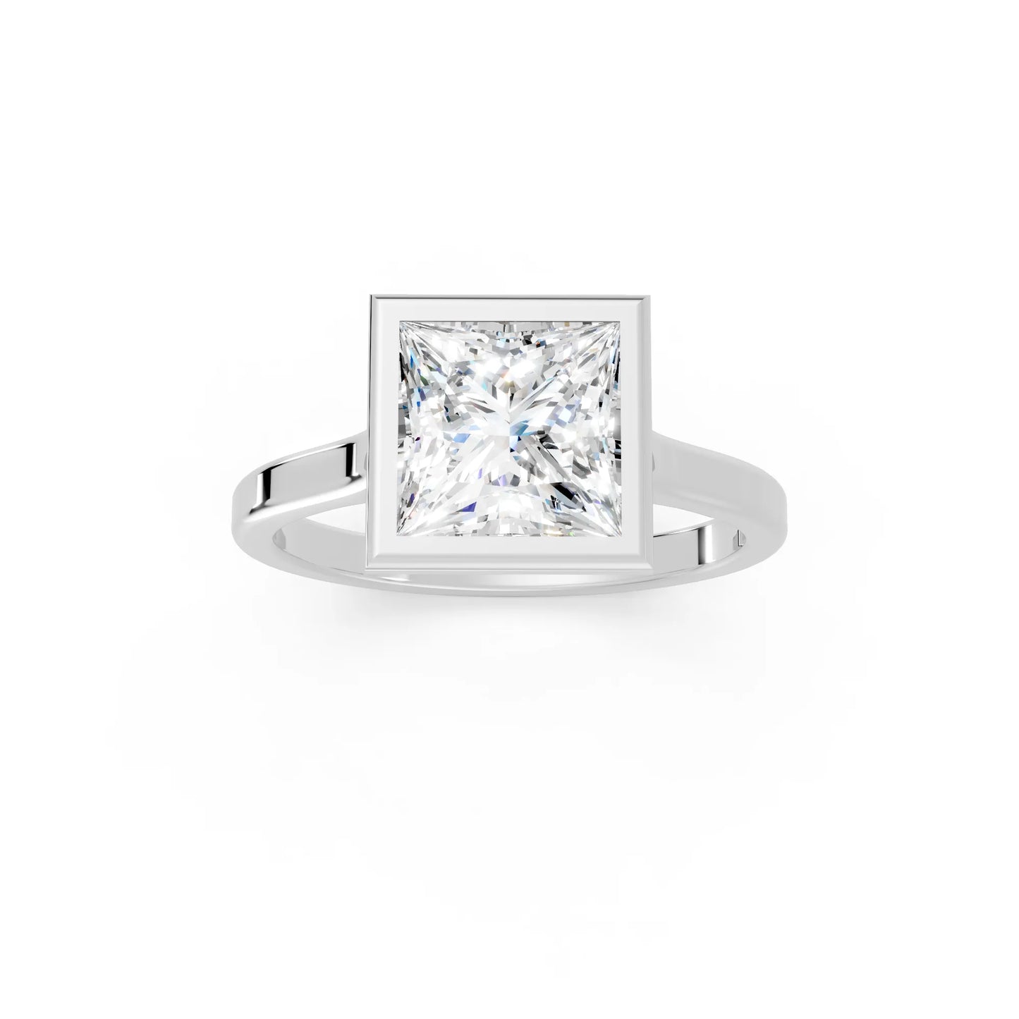 14K Gold Princess Cut Diamond Bezel Engagement Ring