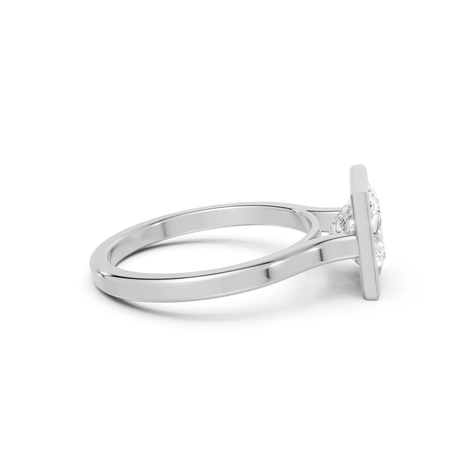 14K Gold Princess Cut Diamond Bezel Engagement Ring