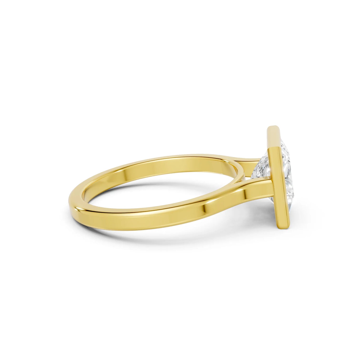 14K Gold Princess Cut Diamond Bezel Engagement Ring