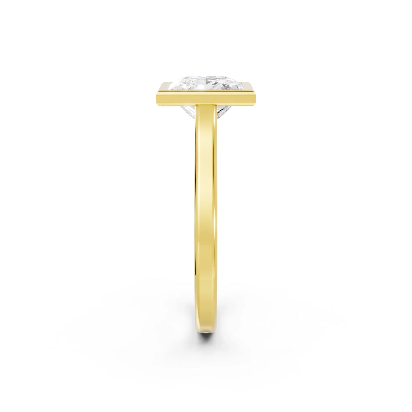 14K Gold Princess Cut Diamond Bezel Engagement Ring