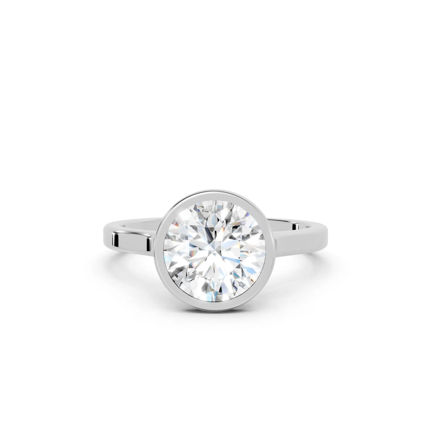 14K Gold Round Cut Diamond Bezel Engagement Ring