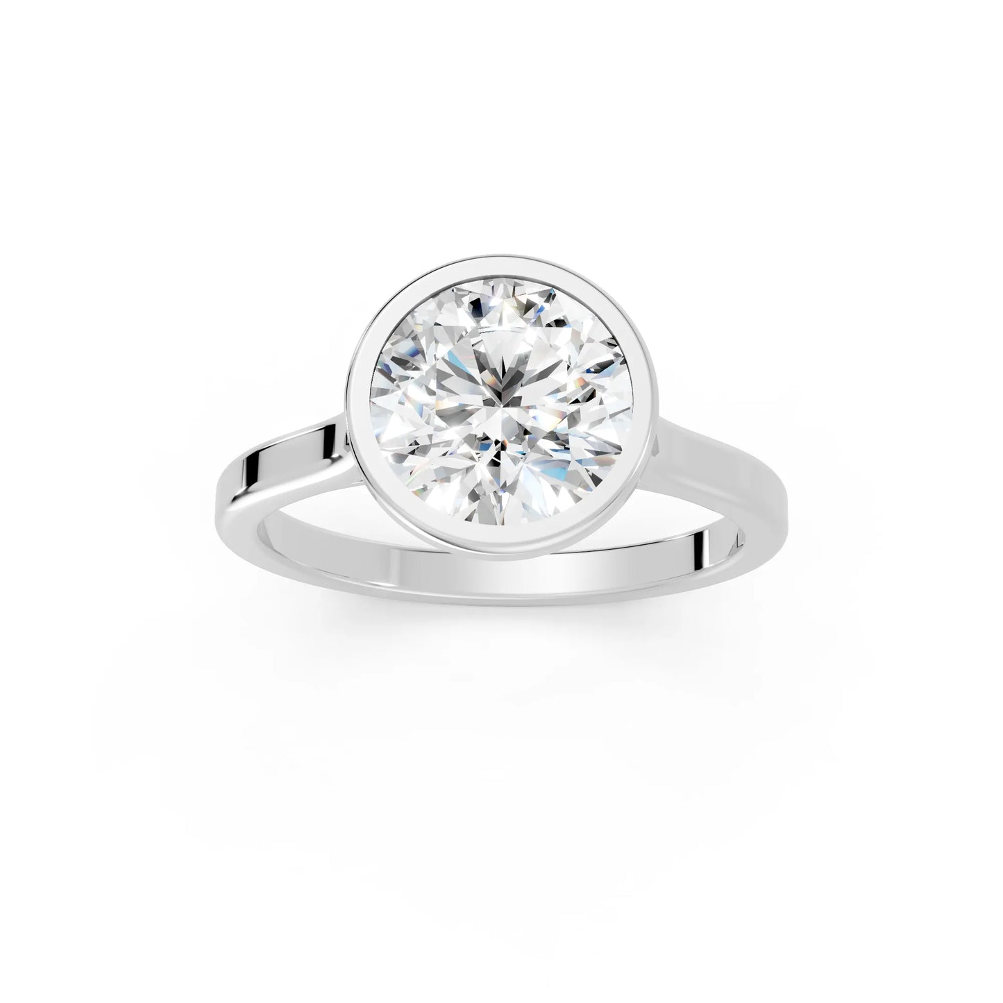 14K Gold Round Cut Diamond Bezel Engagement Ring