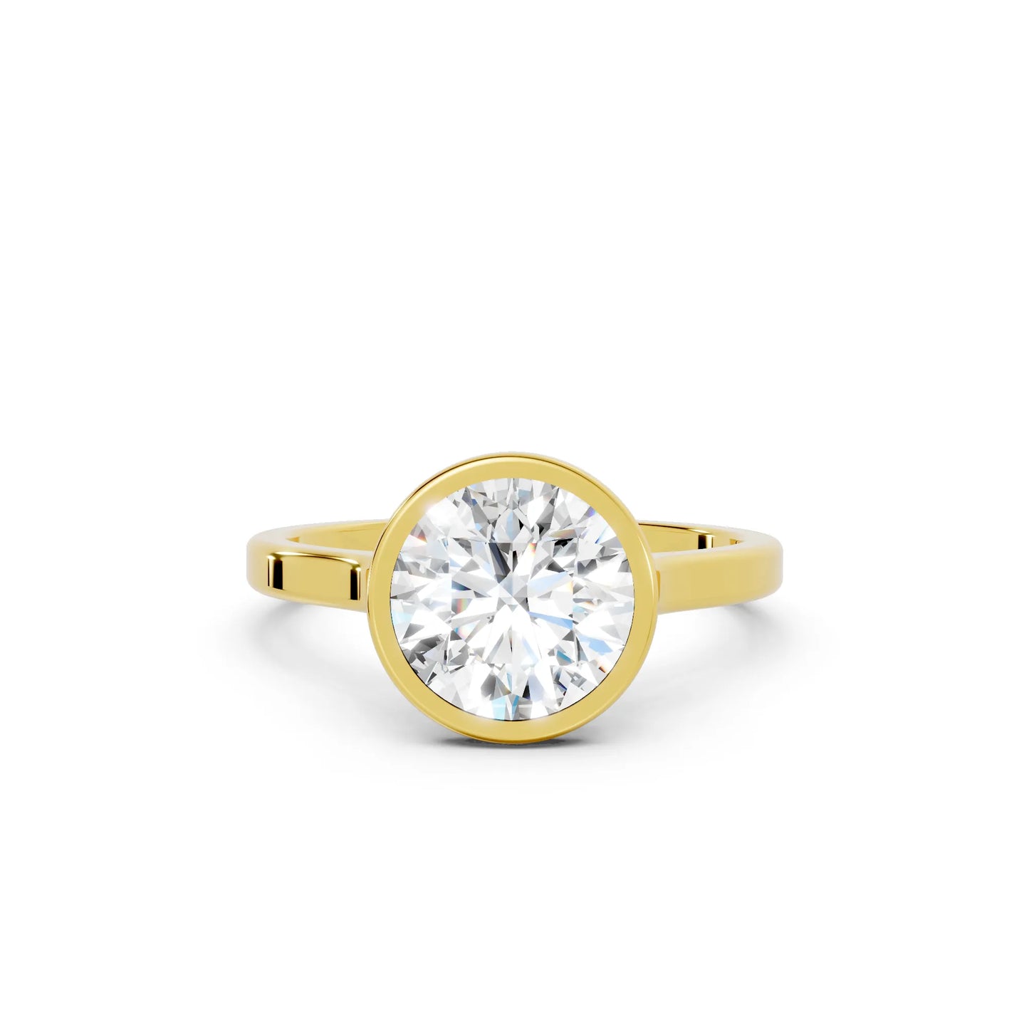 14K Gold Round Cut Diamond Bezel Engagement Ring