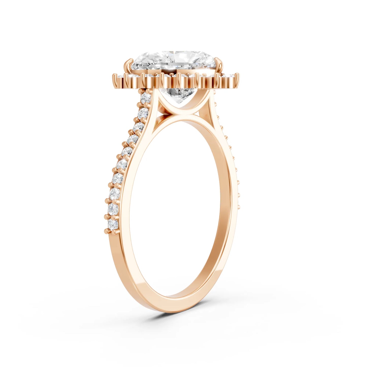 14K Gold Heart Cut Diamond Floral Halo Pave Engagement Ring