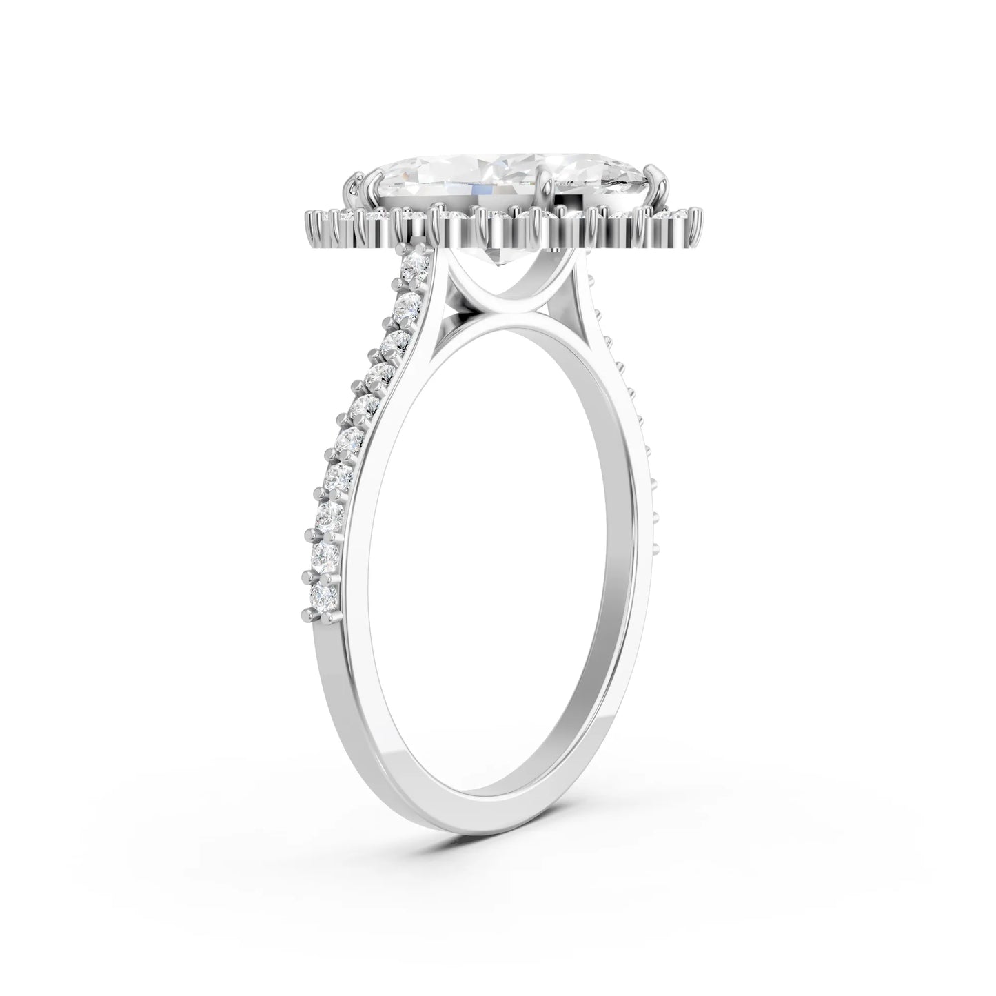 14K Gold Marquise Cut Diamond Floral Halo Pave Engagement Ring