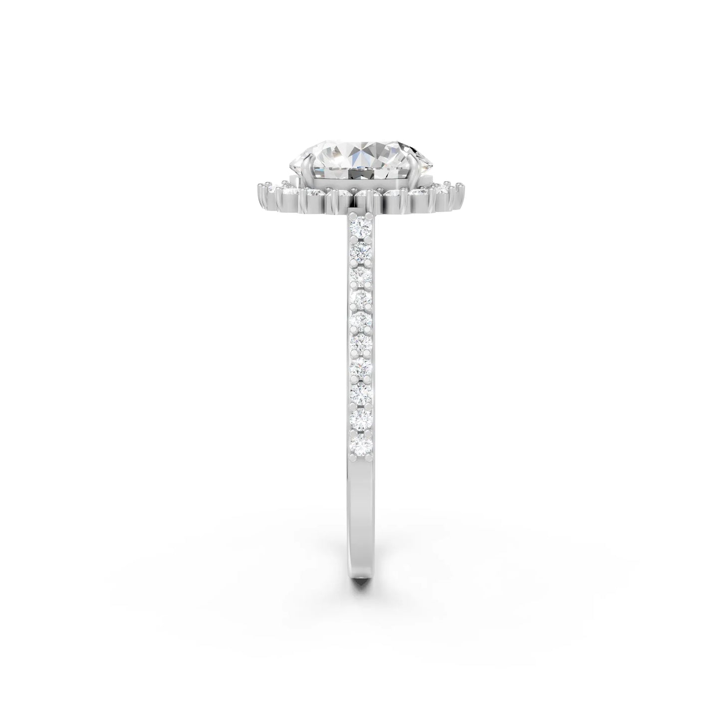 14K Gold Round Cut Diamond Floral Halo Pave Engagement Ring