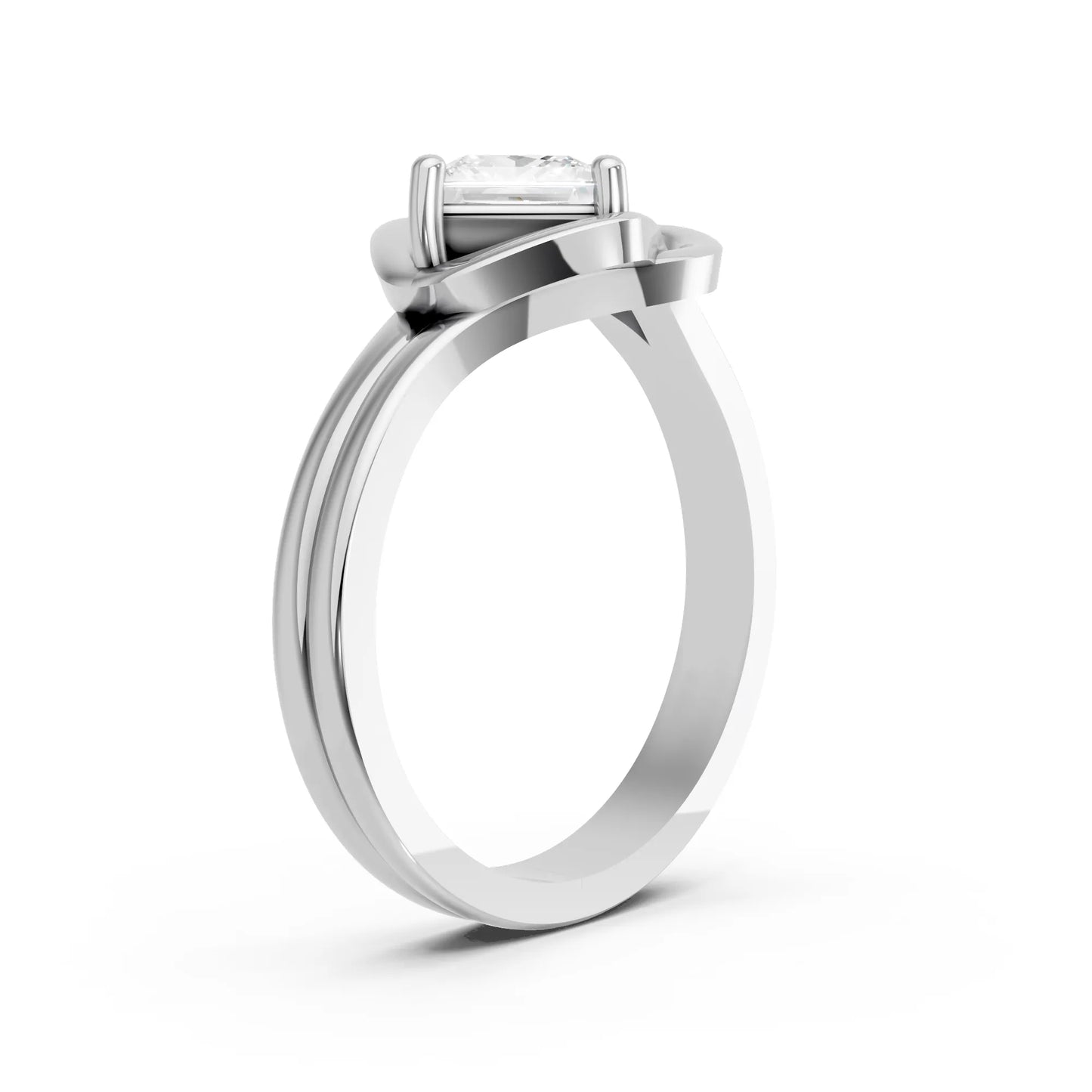 14K Gold Princess Cut Diamond Solitaire Knot Infinity Engagement Ring