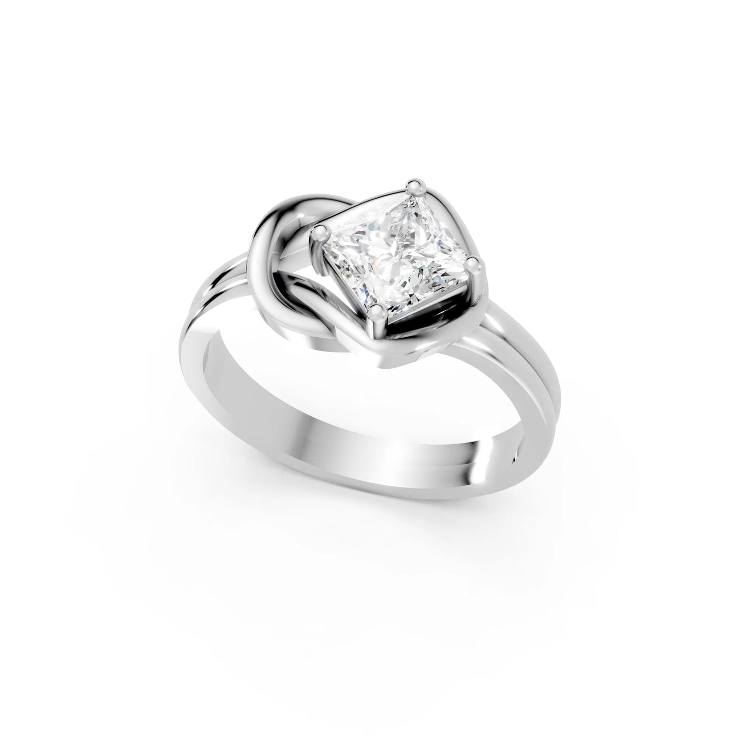 14K Gold Princess Cut Diamond Solitaire Knot Infinity Engagement Ring