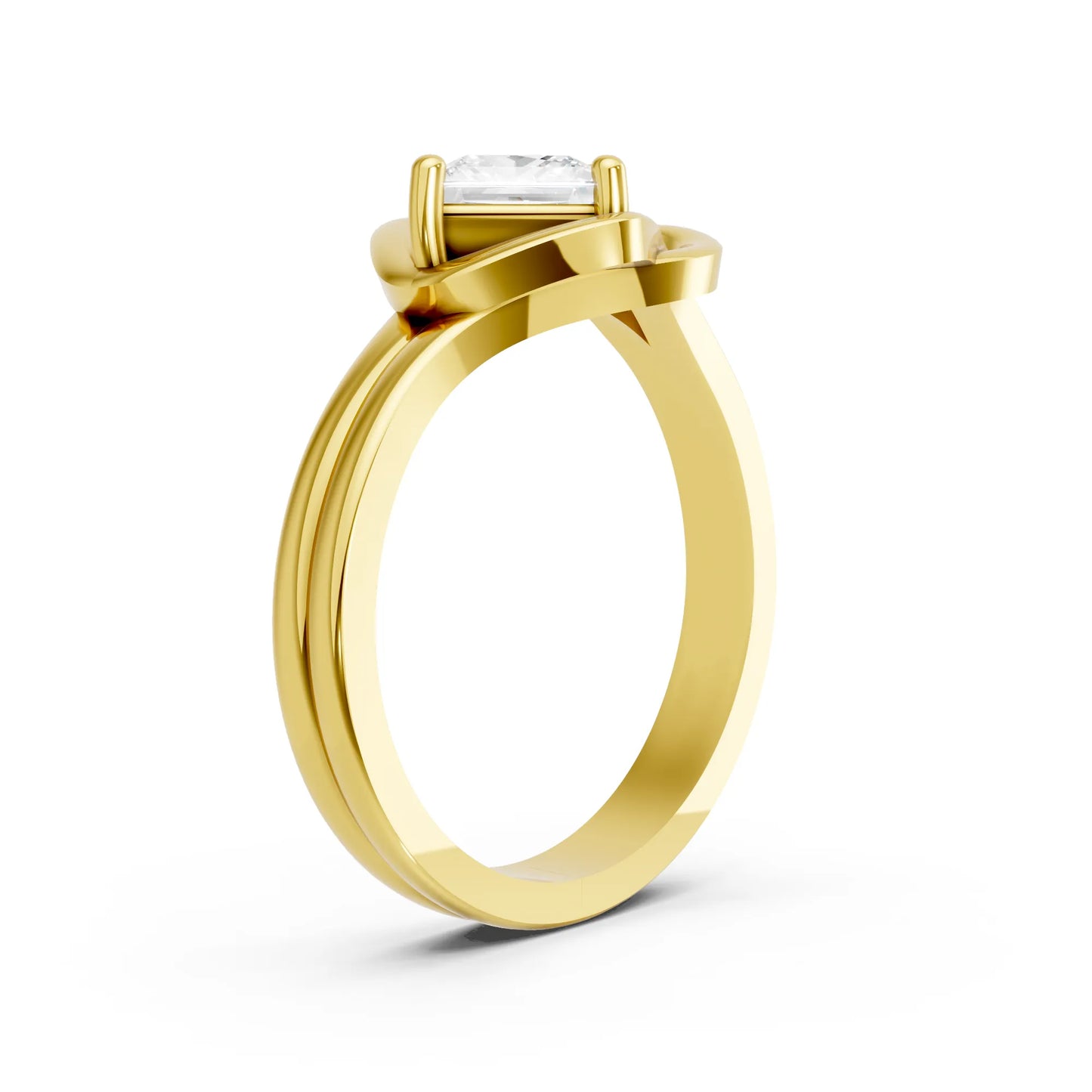 14K Gold Princess Cut Diamond Solitaire Knot Infinity Engagement Ring