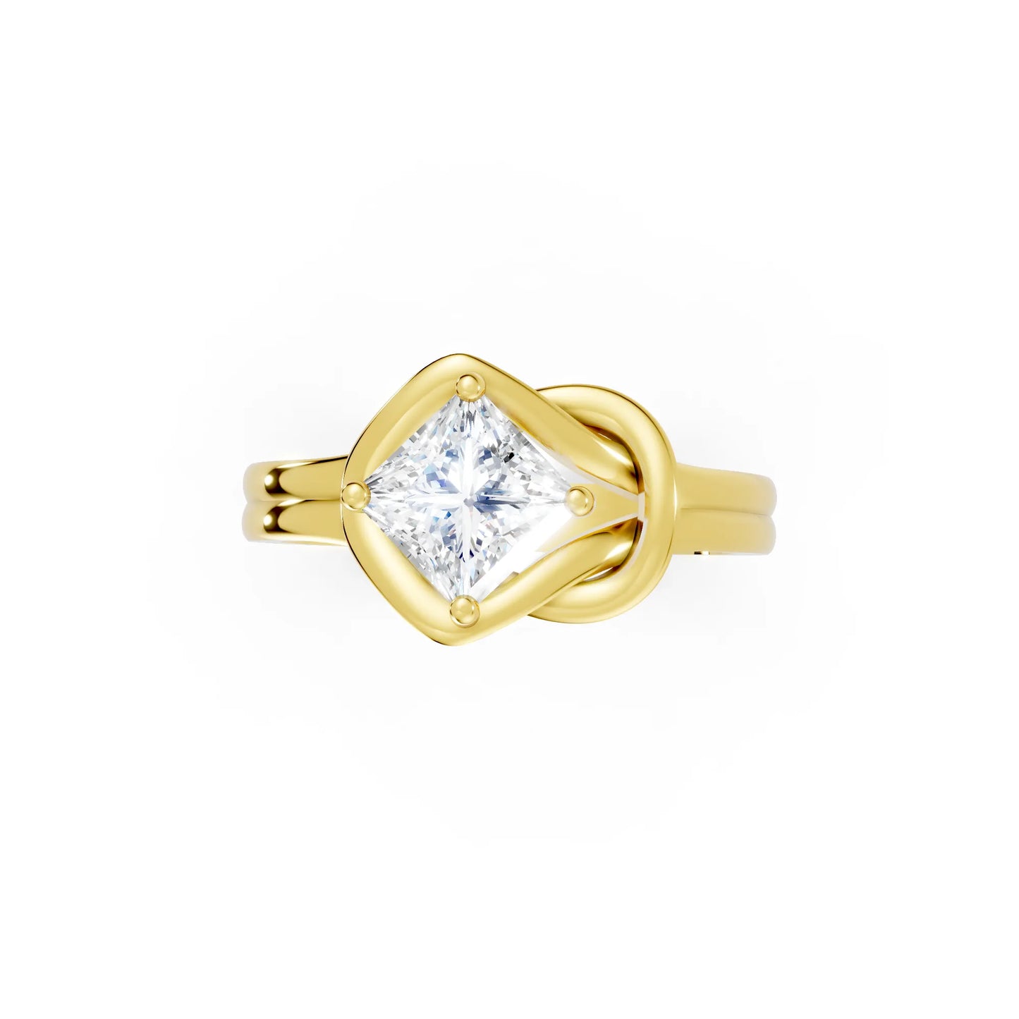 14K Gold Princess Cut Diamond Solitaire Knot Infinity Engagement Ring