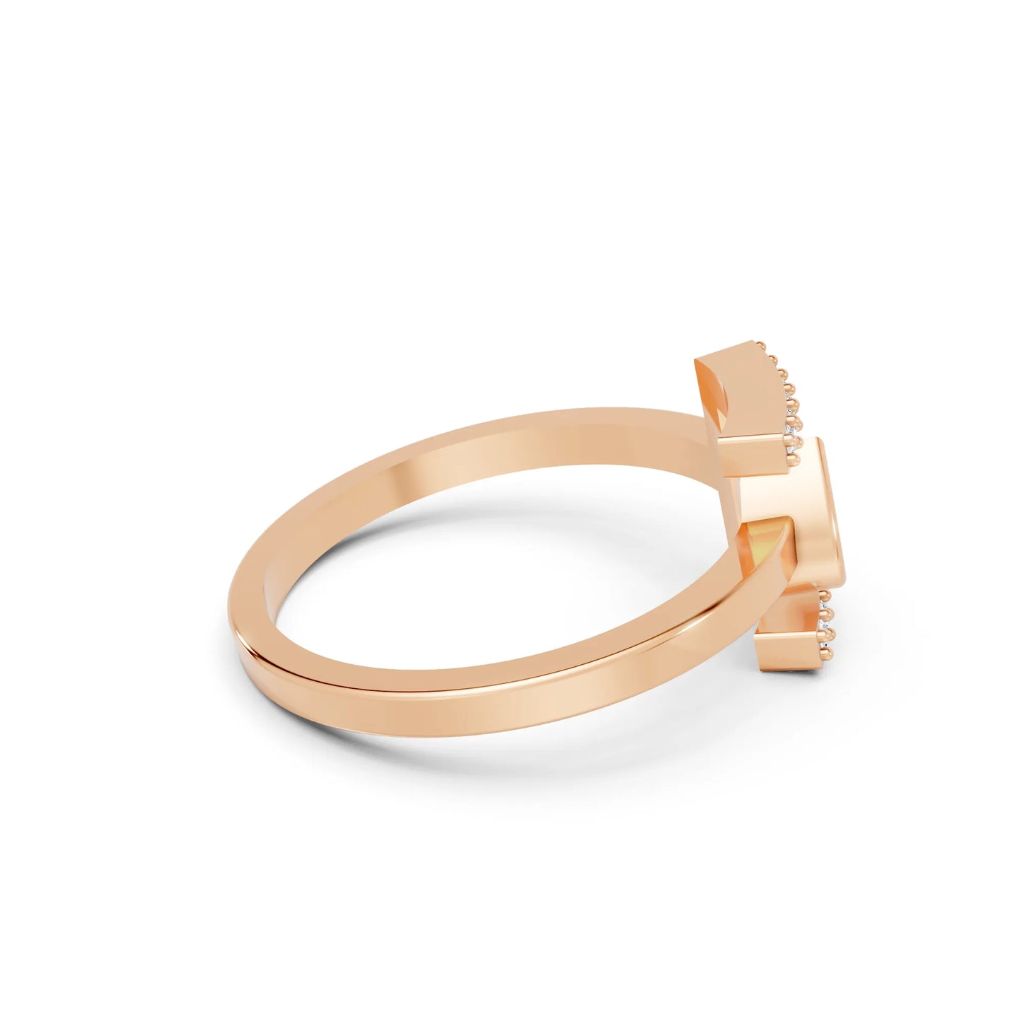 14K Gold Heart Cut Diamond Modern Bezel Engagement Ring with Accents