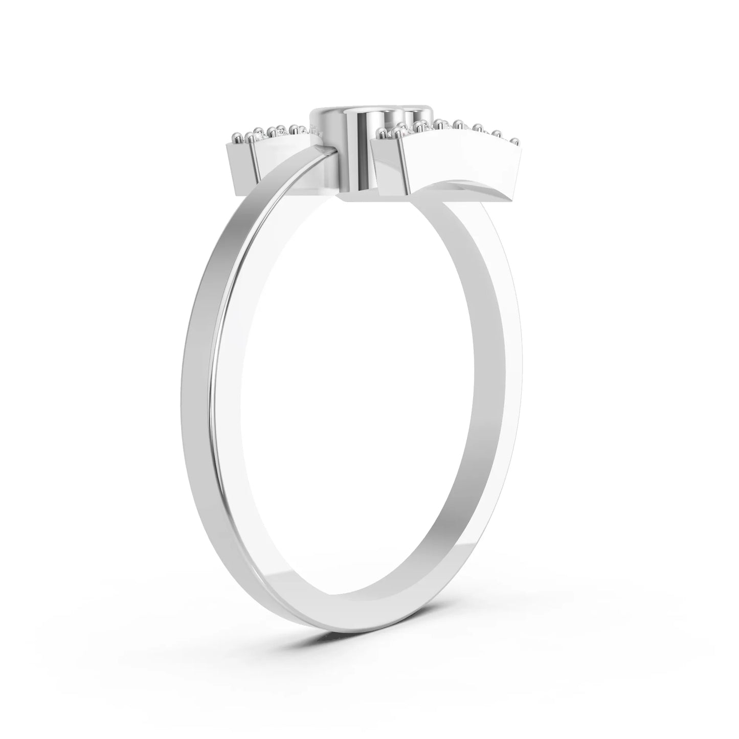14K Gold Heart Cut Diamond Modern Bezel Engagement Ring with Accents