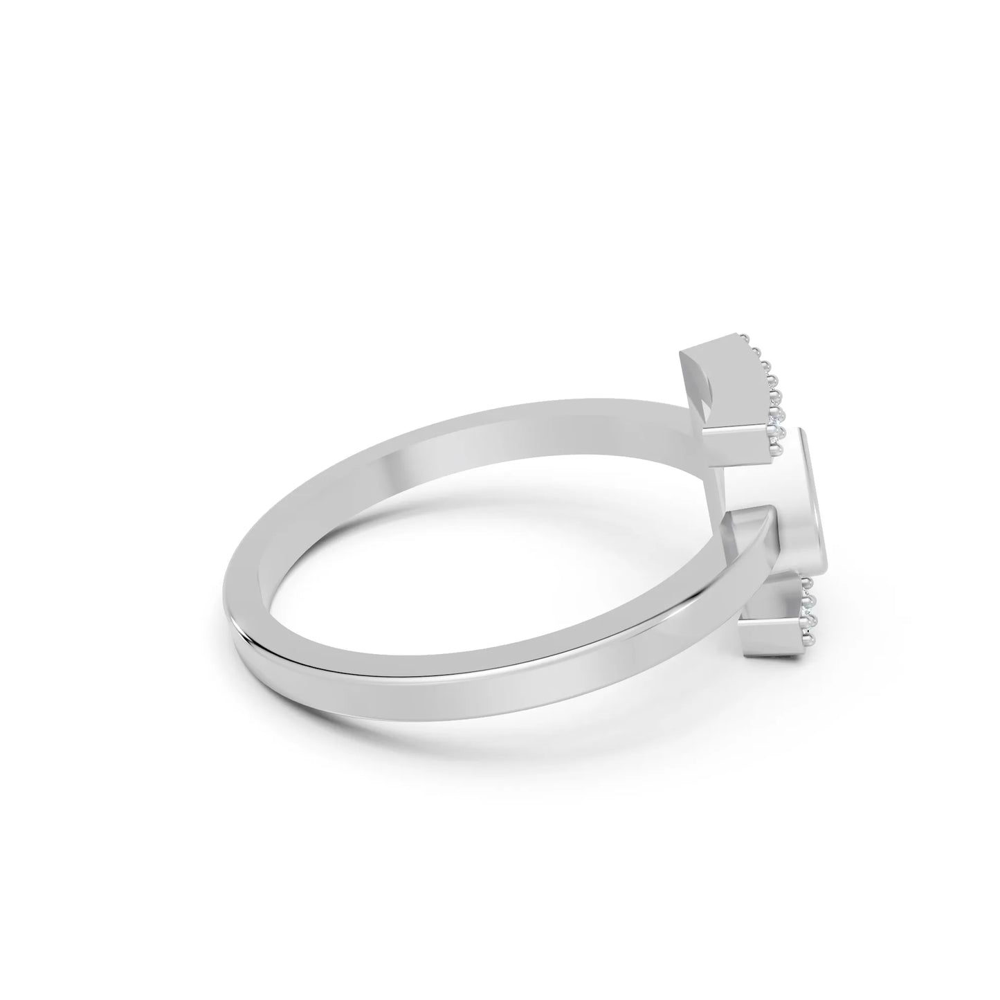 14K Gold Heart Cut Diamond Modern Bezel Engagement Ring with Accents