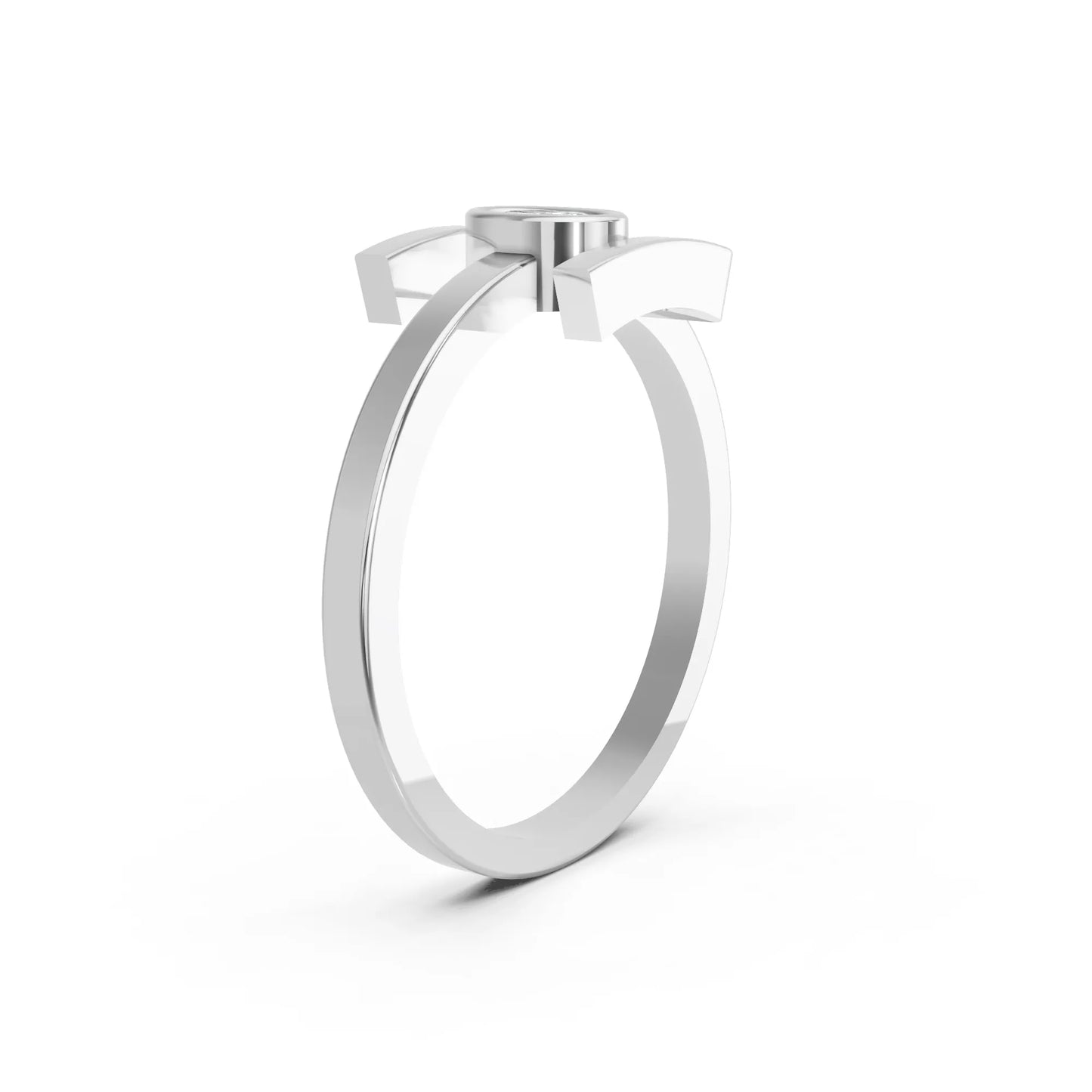 14K Gold Oval Cut Diamond Modern Bezel Engagement Ring