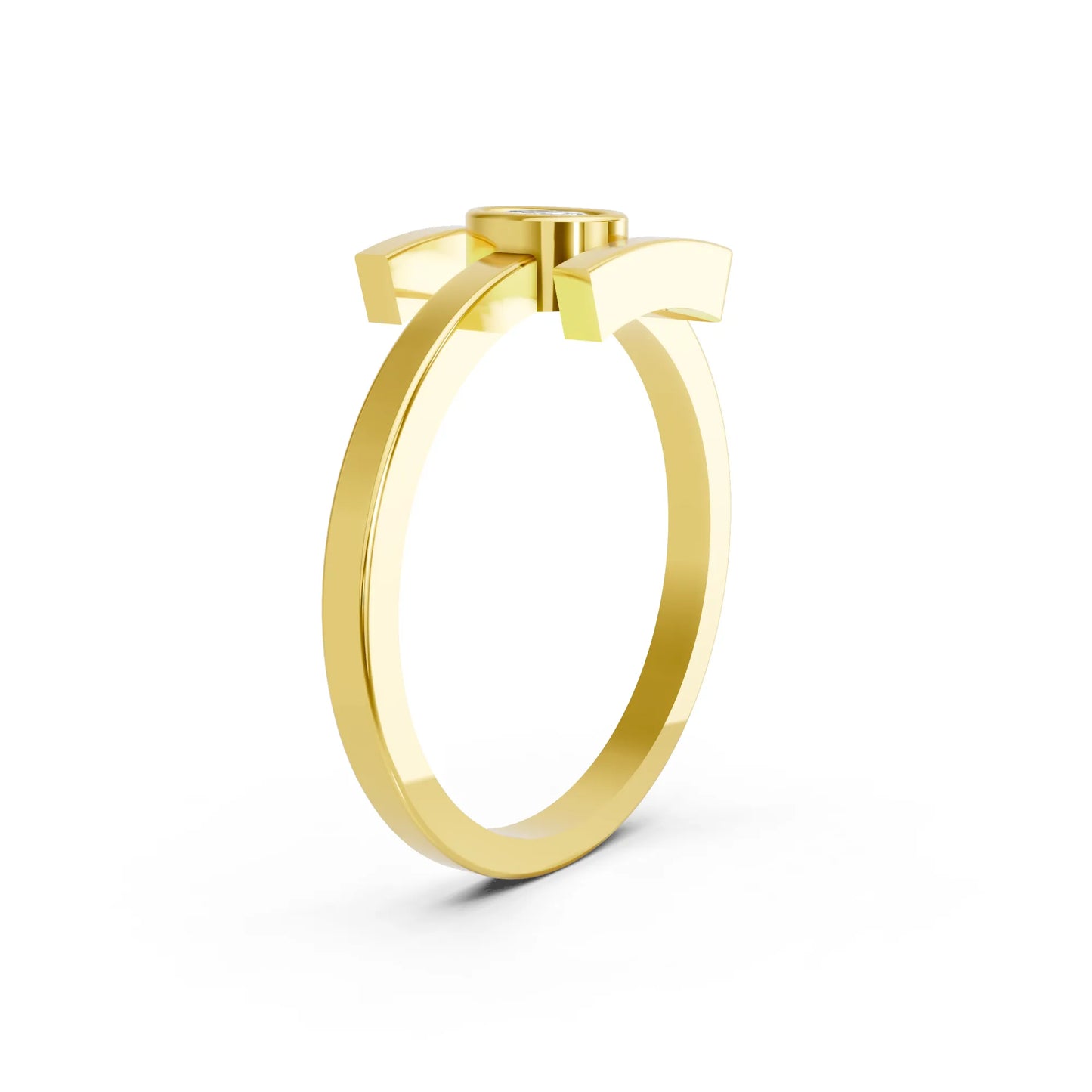 14K Gold Oval Cut Diamond Modern Bezel Engagement Ring