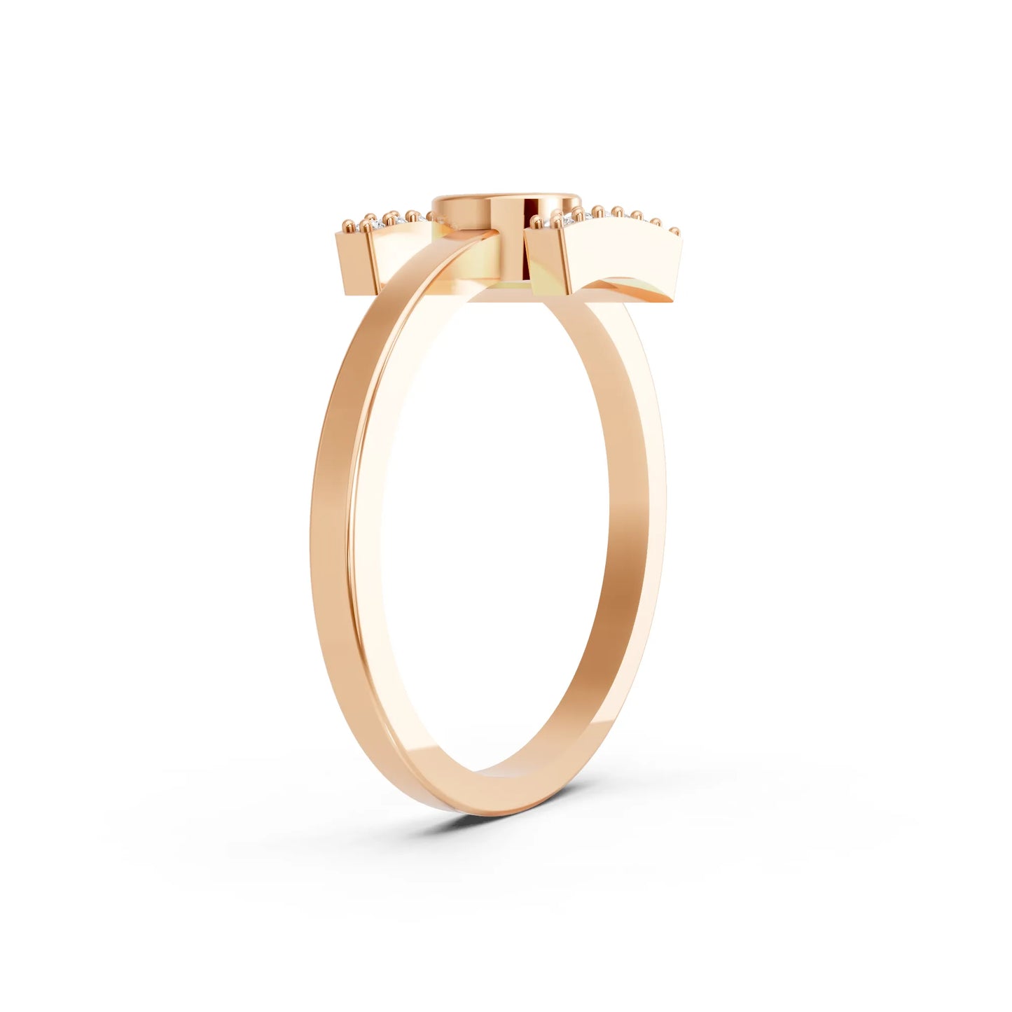 14K Gold Oval Cut Diamond Modern Bezel Engagement Ring  with Accents