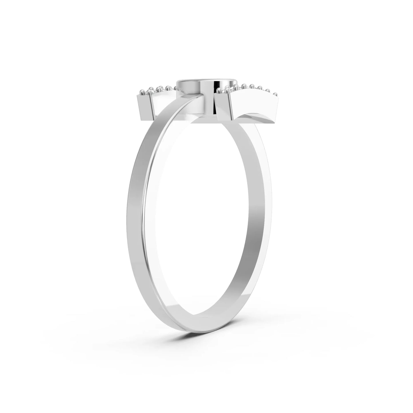 14K Gold Oval Cut Diamond Modern Bezel Engagement Ring  with Accents