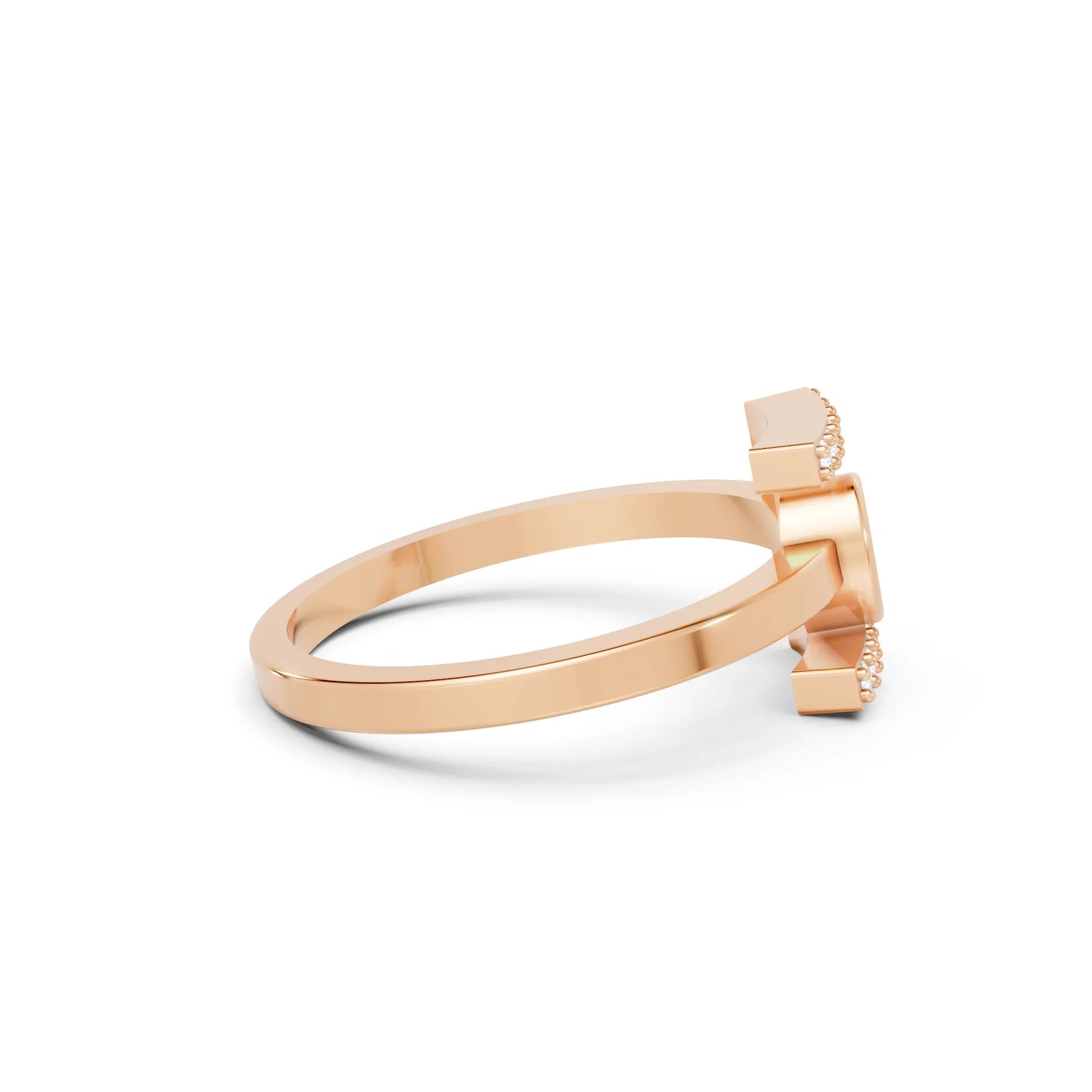 14K Gold Pear Cut Diamond Modern Bezel Engagement Ring with Accents