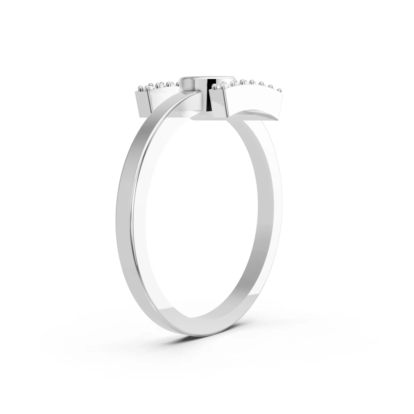 14K Gold Pear Cut Diamond Modern Bezel Engagement Ring with Accents