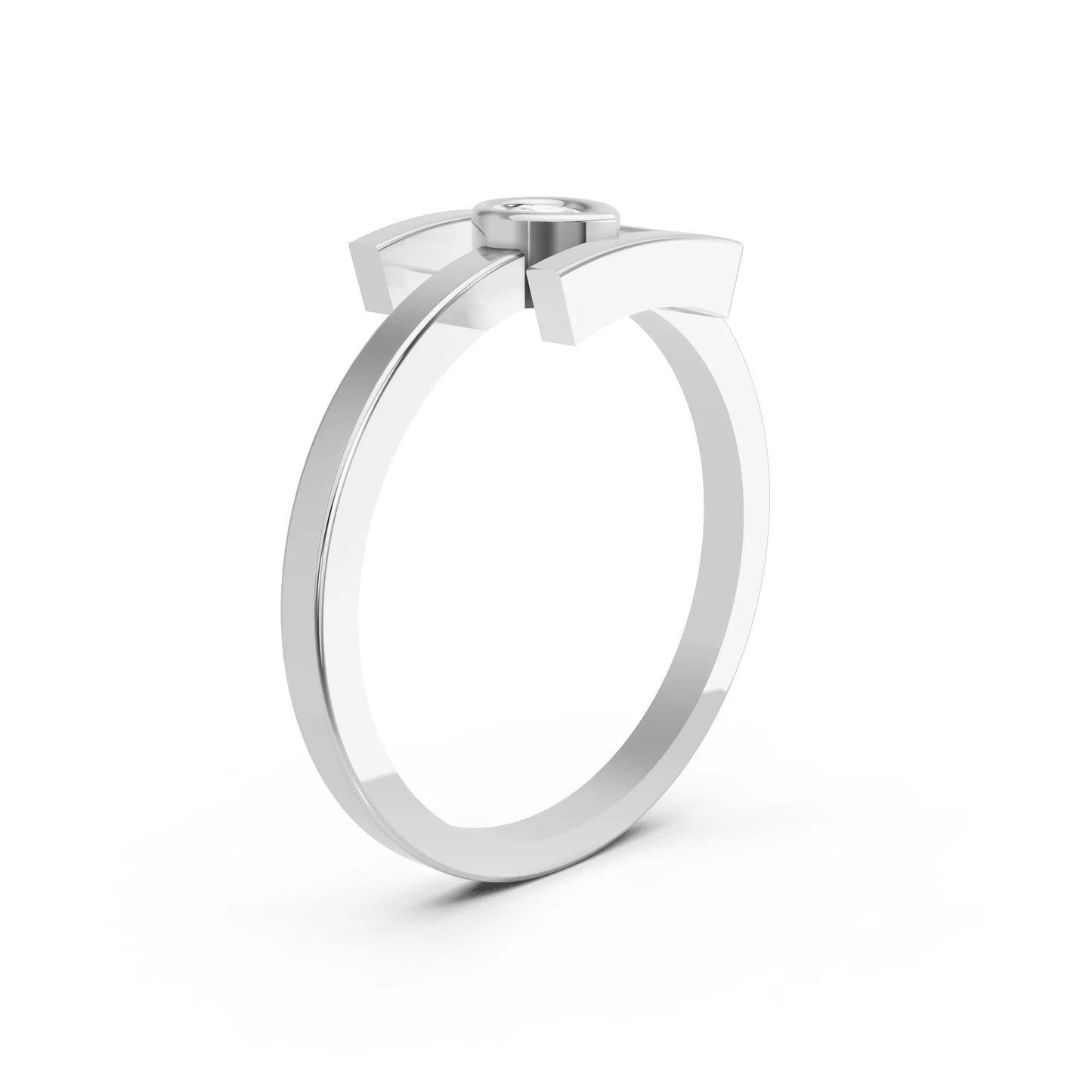 14K Gold Pear Cut Diamond Modern Bezel Engagement Ring
