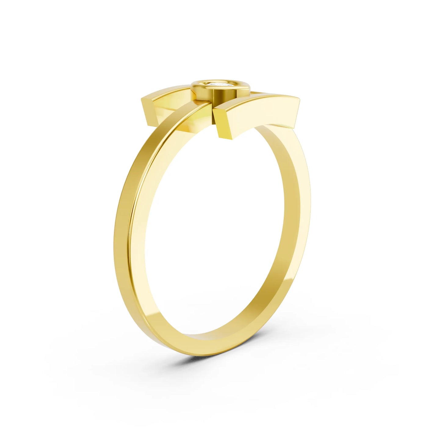14K Gold Pear Cut Diamond Modern Bezel Engagement Ring